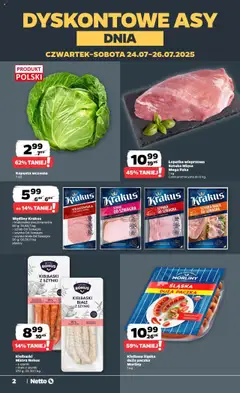 Netto gazetka - Spożywcza od 24.07.2025 | Strona: 2 | Produkty: Schab, Kiełbaski, Szynka, Łopatka wieprzowa