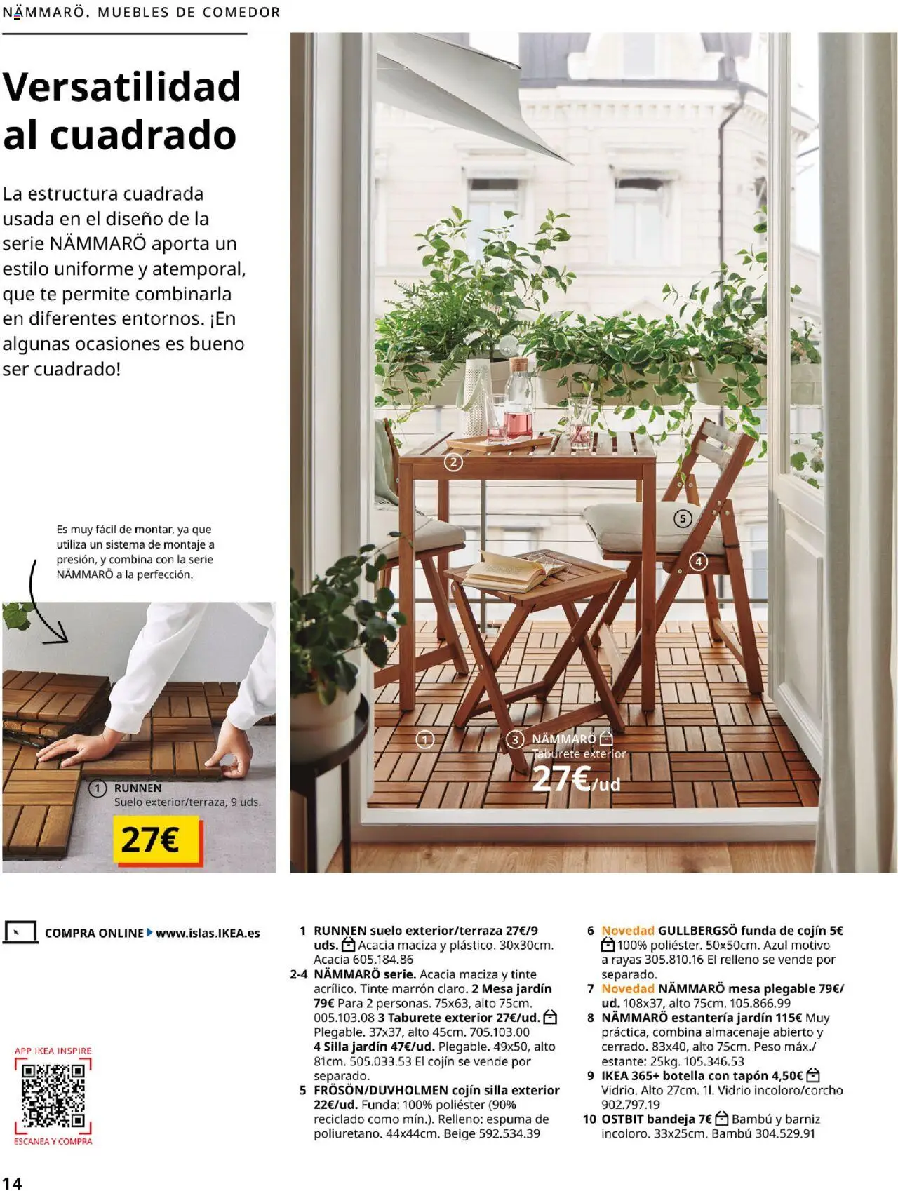 Catálogo IKEA Muebles de exterior │ válido desde el 04.02.2025 | Página: 14 | Productos: Té, Funda, Estante, Silla