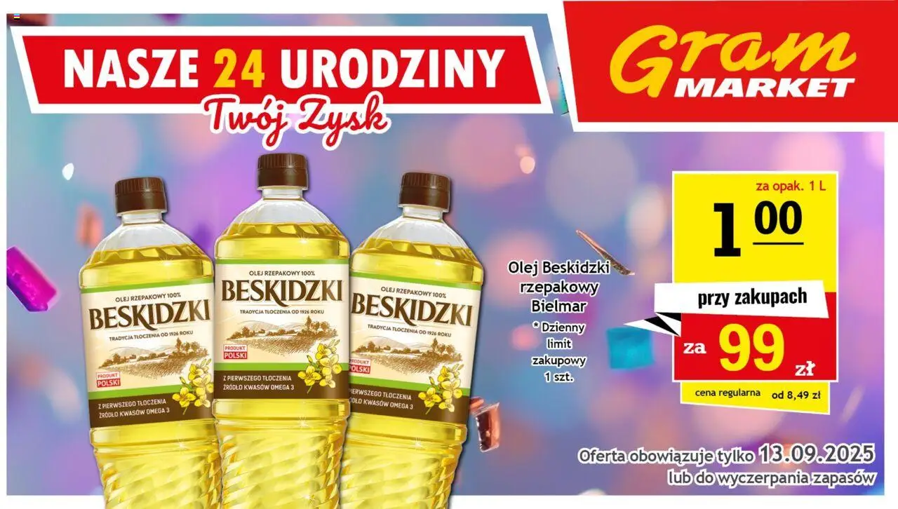 Gram Market Gazetka - Niesłychanie Niskie Ceny od 10.09.2025 | Strona: 4 | Produkty: Olej rzepakowy, Olej