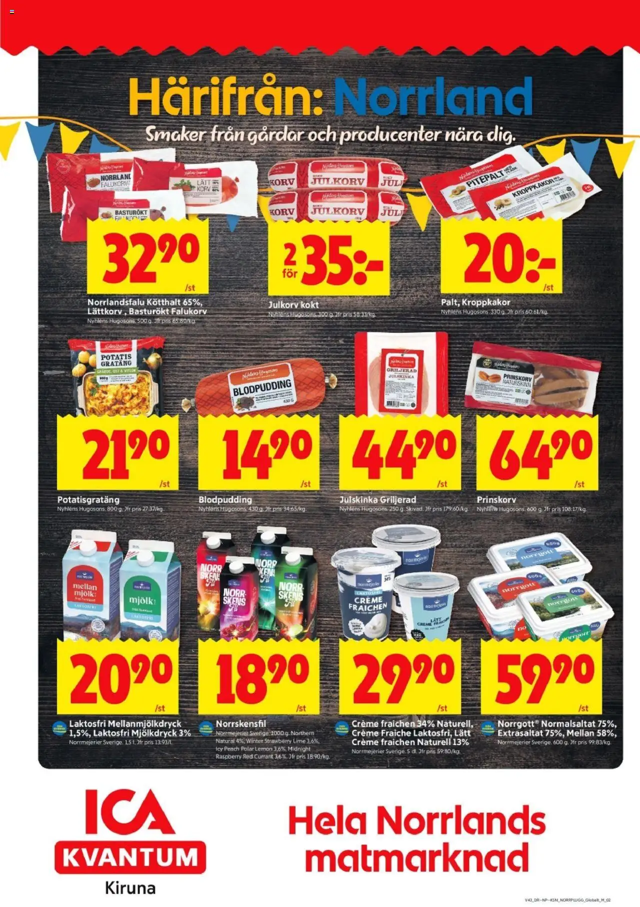ICA Kvantum reklamblad aktuell från 20.10.2025 | Sida: 10 | Produkter: Falukorv, Mjölk, Potatis, Lime