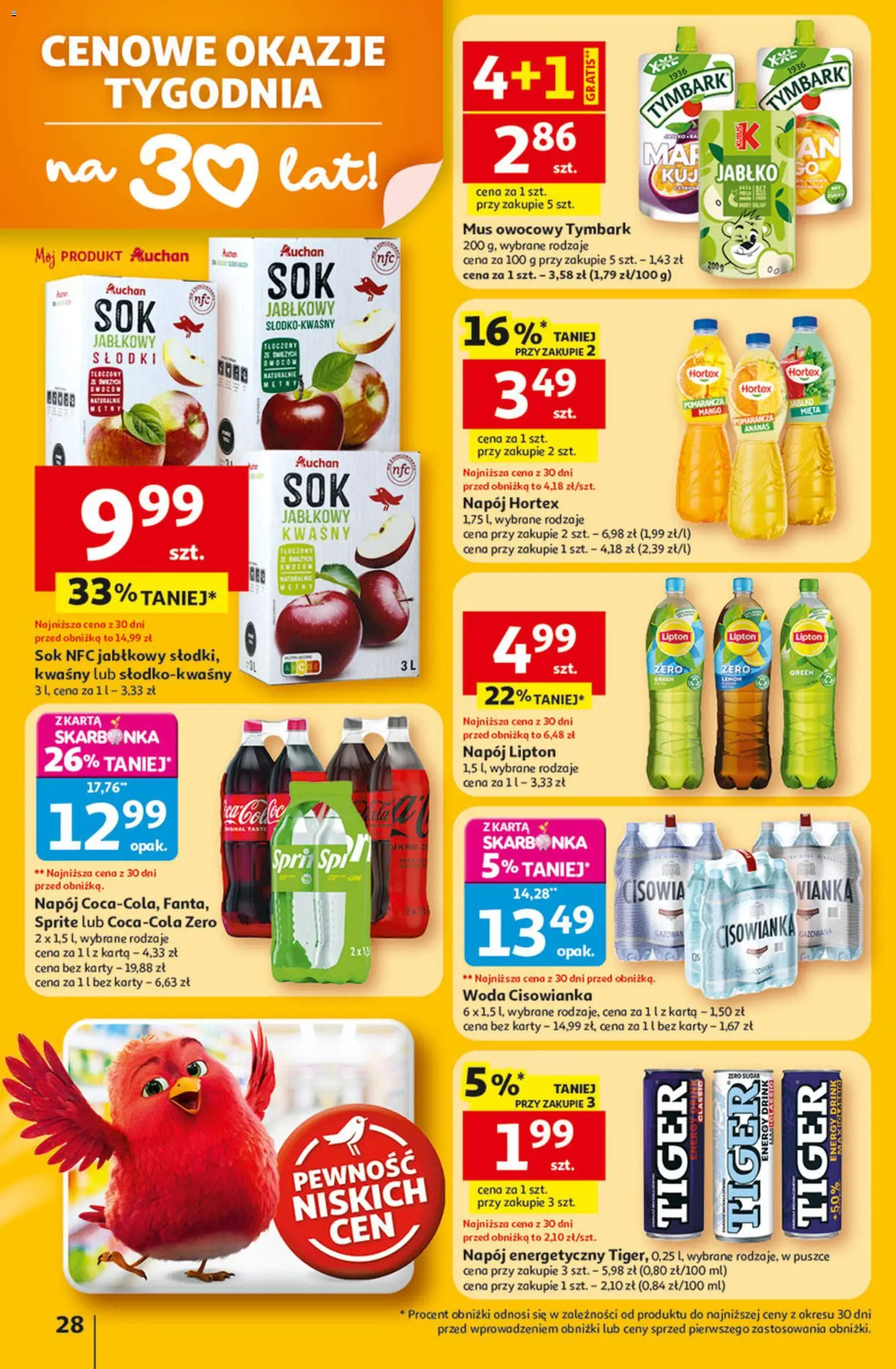 Auchan Gazetka - 30 Lat Hipermarket od 22.01.2026 | Strona: 28 | Produkty: Karta, Sprite, Mięta, Sok