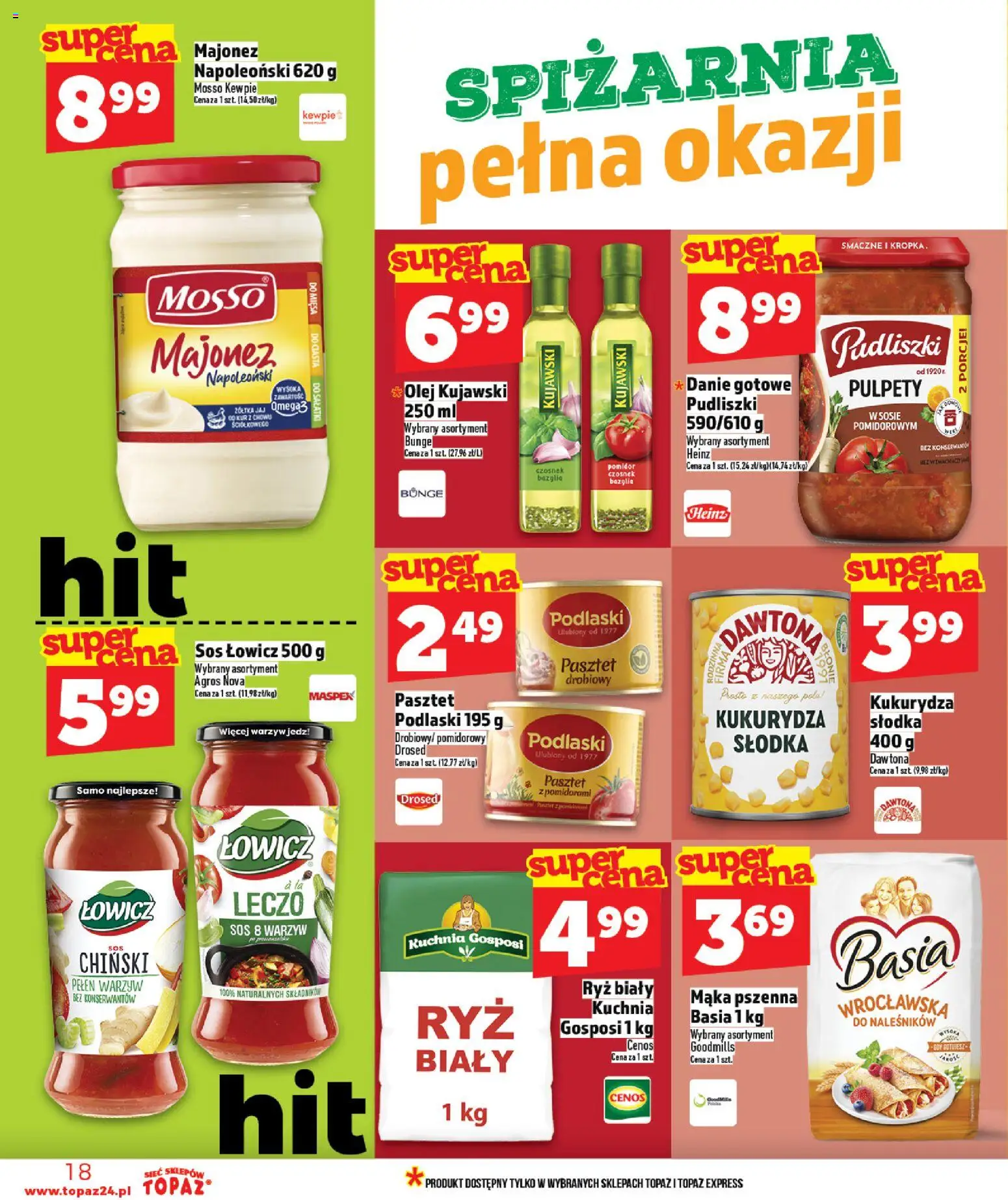 Topaz gazetka od 30.04.2026 | Strona: 18 | Produkty: Olej, Ryż, Majonez, Sos