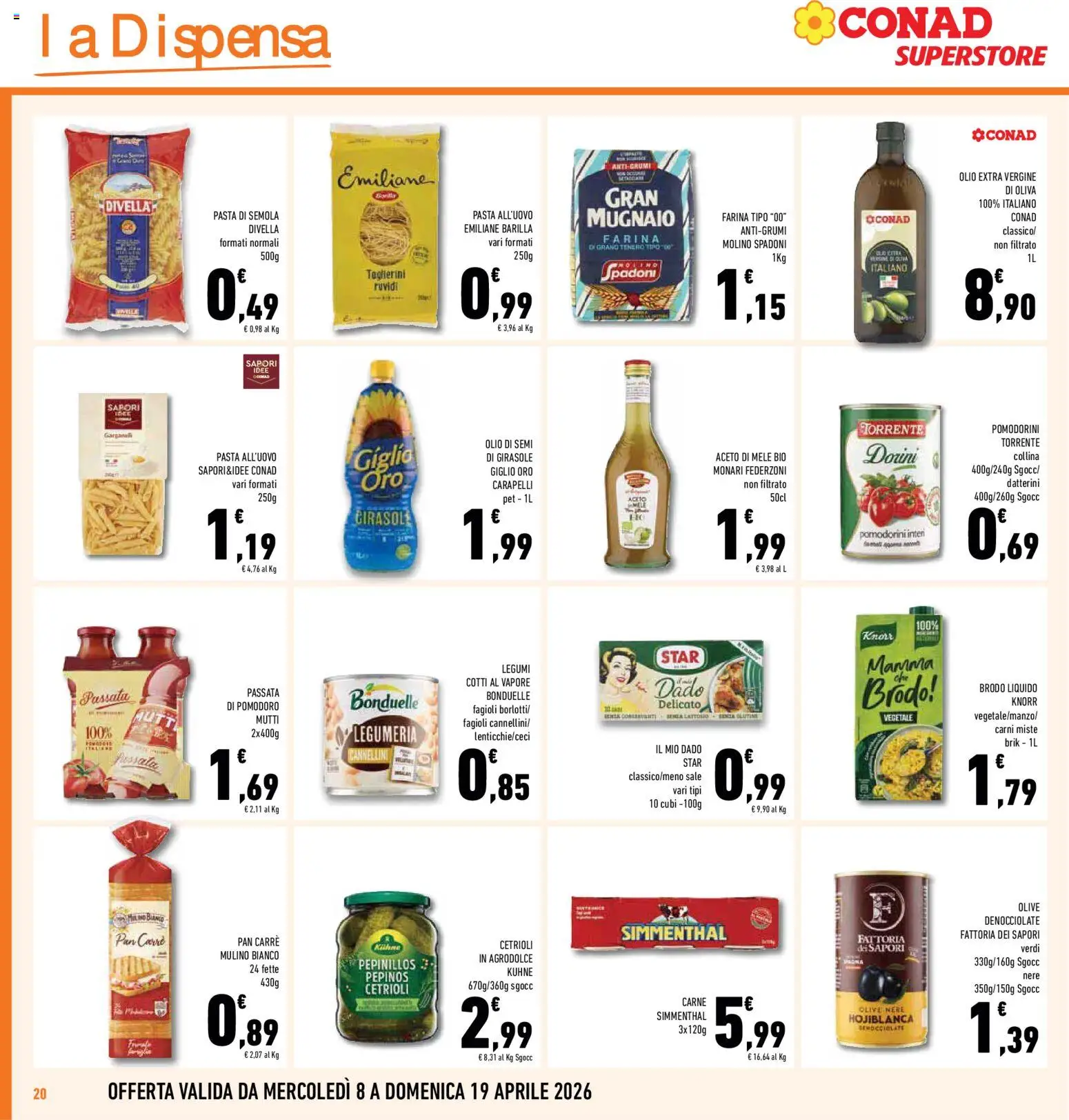 Volantino Conad del 08.04.2026 | Pagina: 20 | Prodotti: Mele, Aceto di mele, Aceto, Olio extra vergine