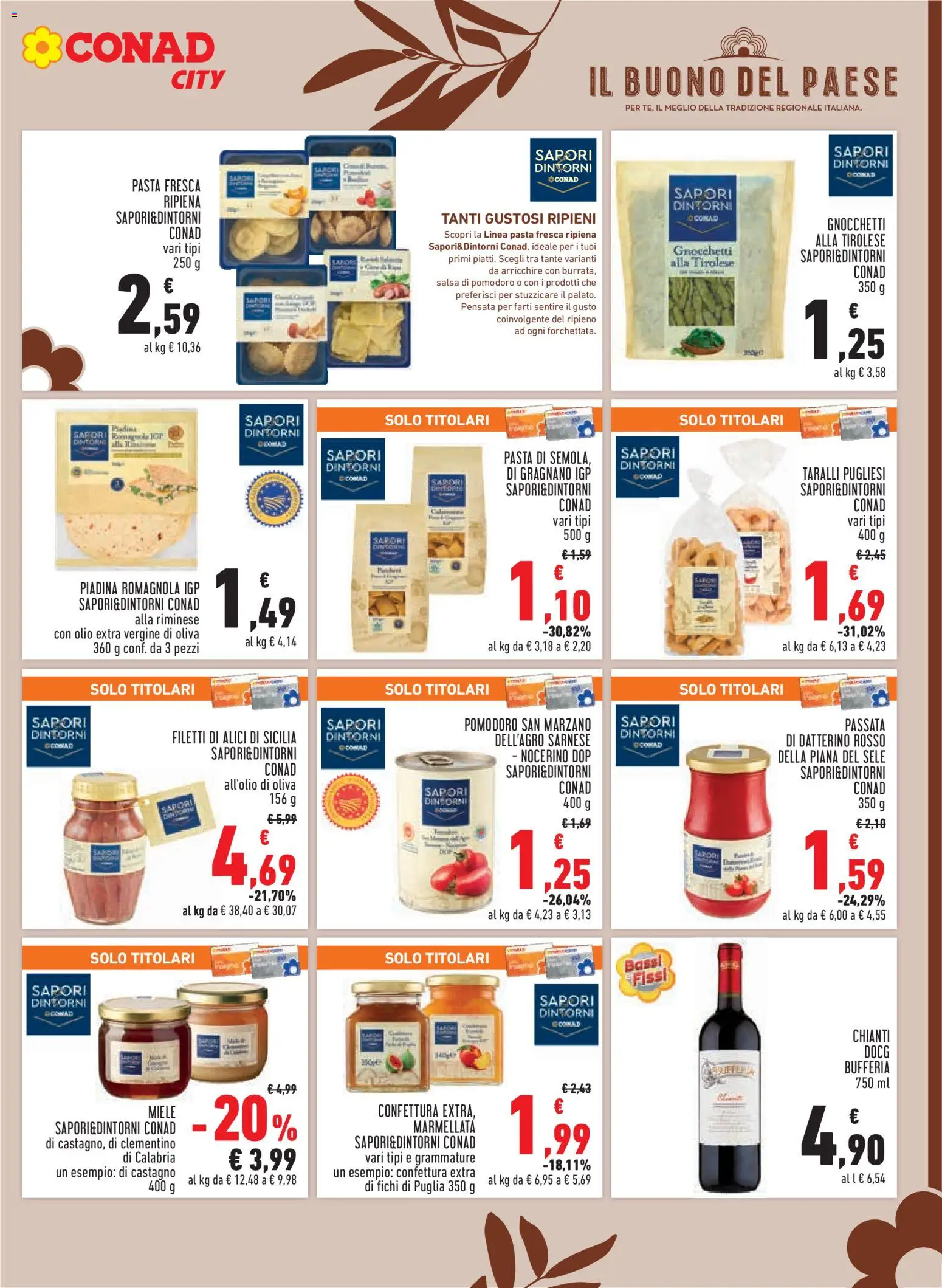 Volantino Conad del 29.01.2026 | Pagina: 9 | Prodotti: Pomodoro, Pasta, Miele, Gnocchetti