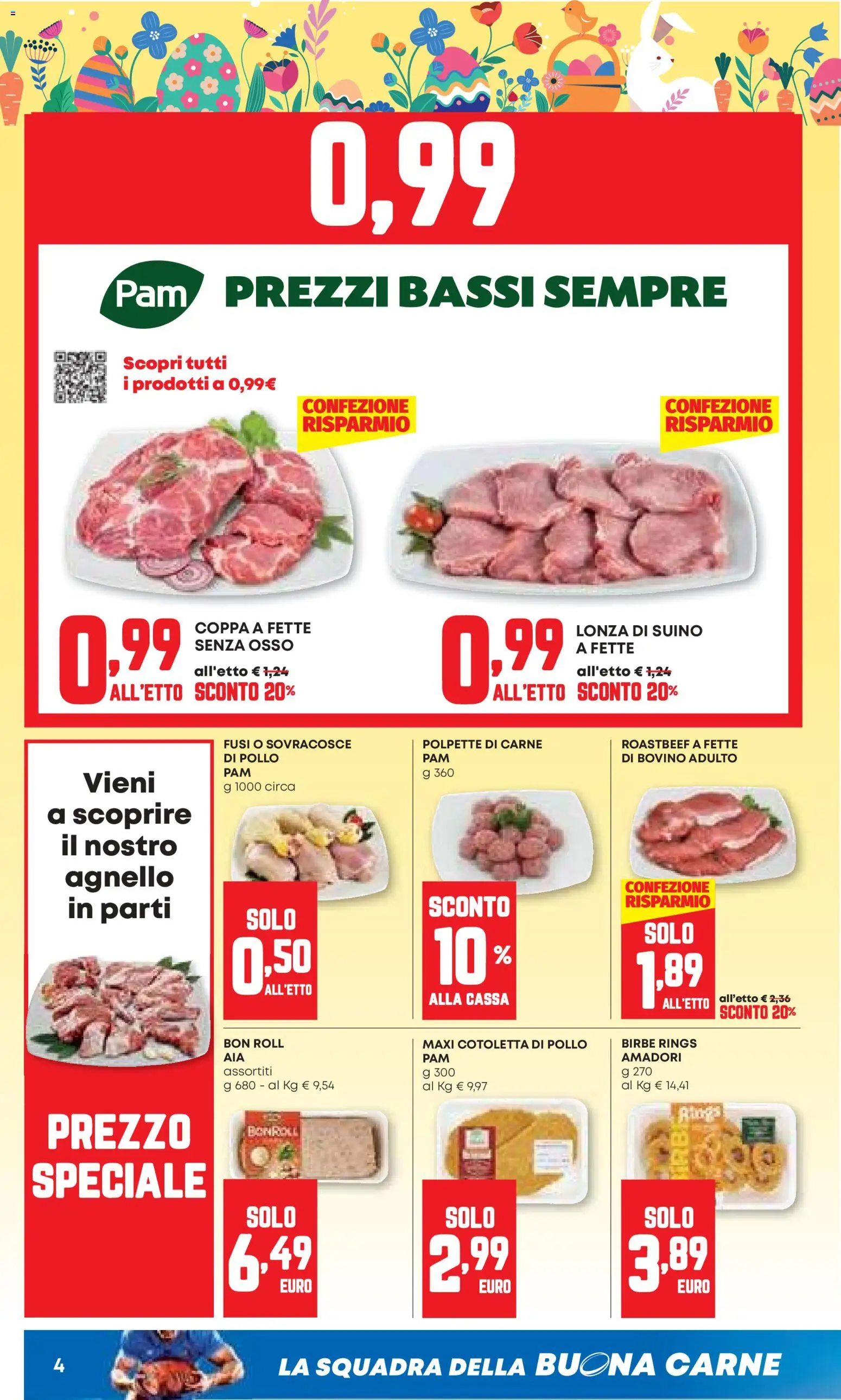 Volantino PAM del 26.03.2026 | Pagina: 4 | Prodotti: Pollo, Suino, Agnello, Polpette