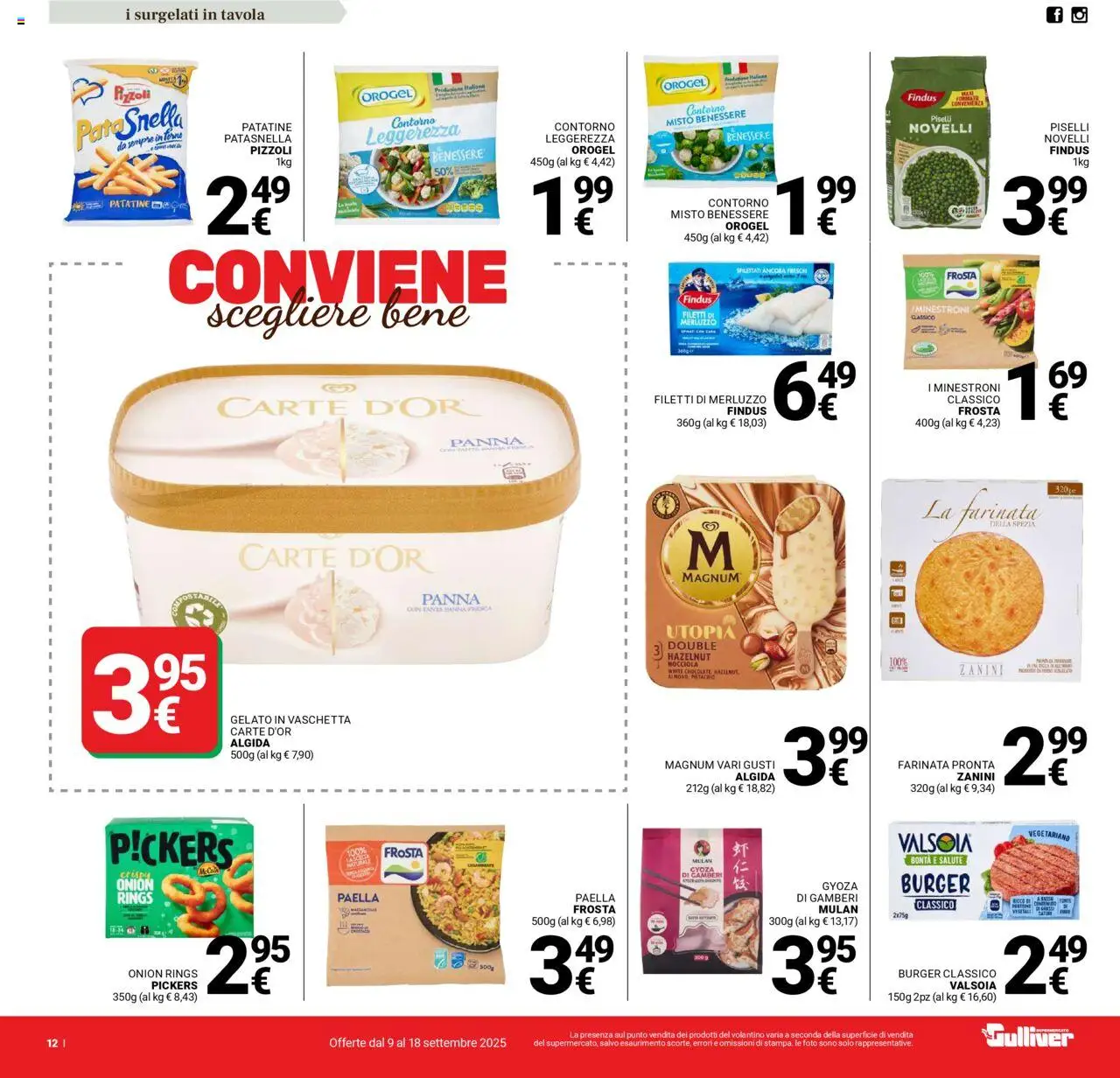 Volantino Gulliver del 09.09.2025 | Pagina: 12 | Prodotti: Gamberi, Patatine, Panna, Gelato