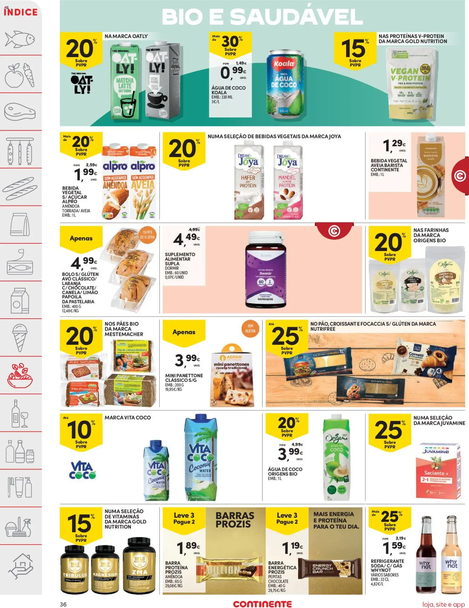 Continente folheto │ válido de 31.03.2026 | Página: 36 | Produtos: Barra de proteína, Matcha, Açúcar, Proteina