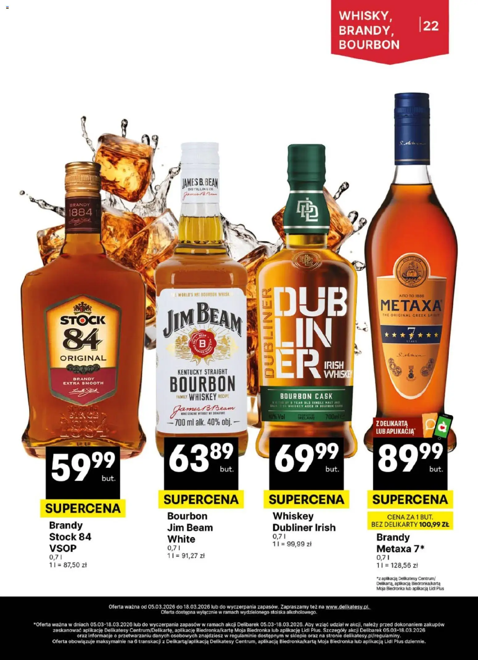 Delikatesy Centrum gazetka - DeliBarek od 05.03.2026 | Strona: 22 | Produkty: Bourbon, Jim Beam, Delikatesy, Whisky