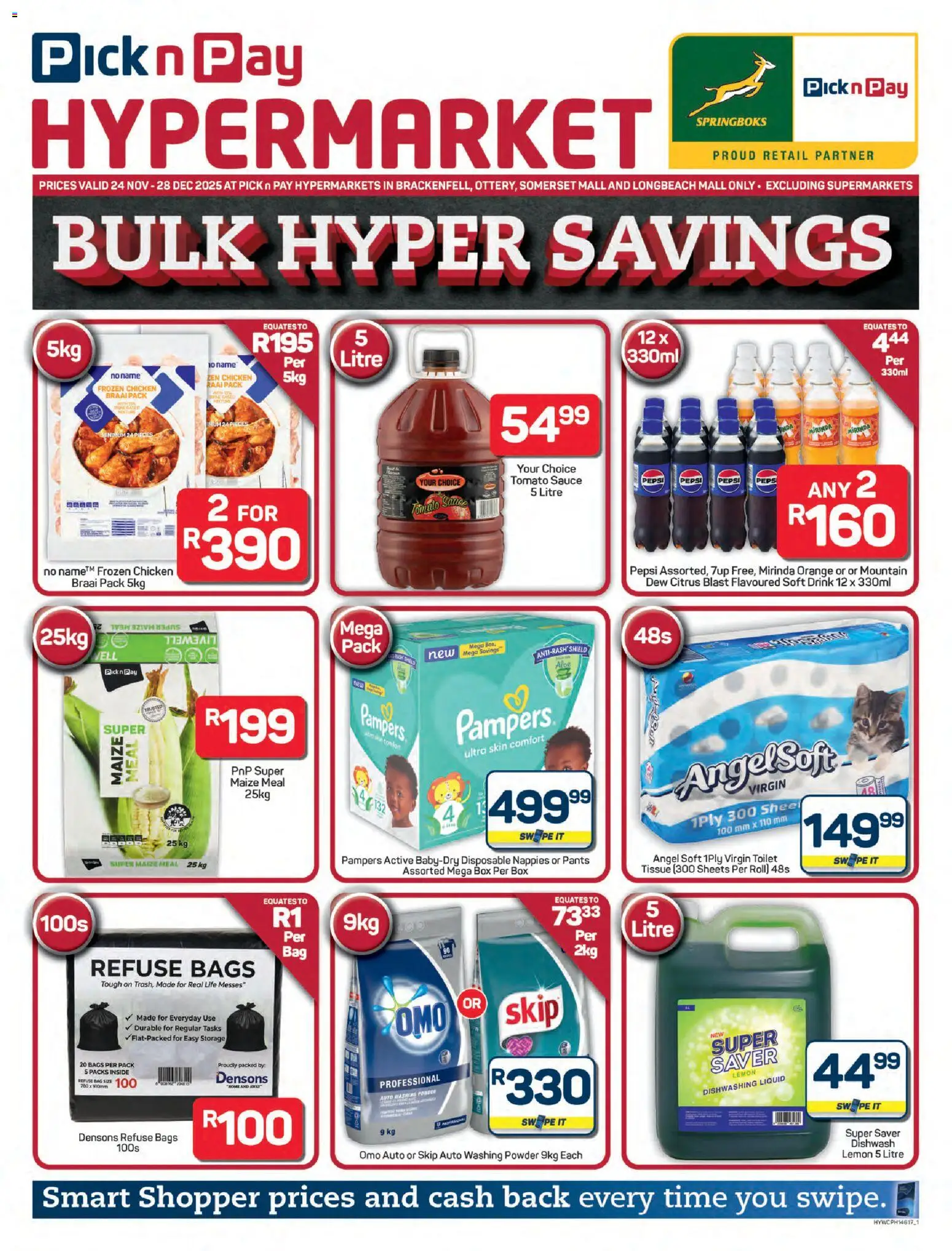 New Pick n Pay catalogue – valid from 24.11.2025 | Page: 1 | Products: Toilet, Maize meal, Powder, Lemon