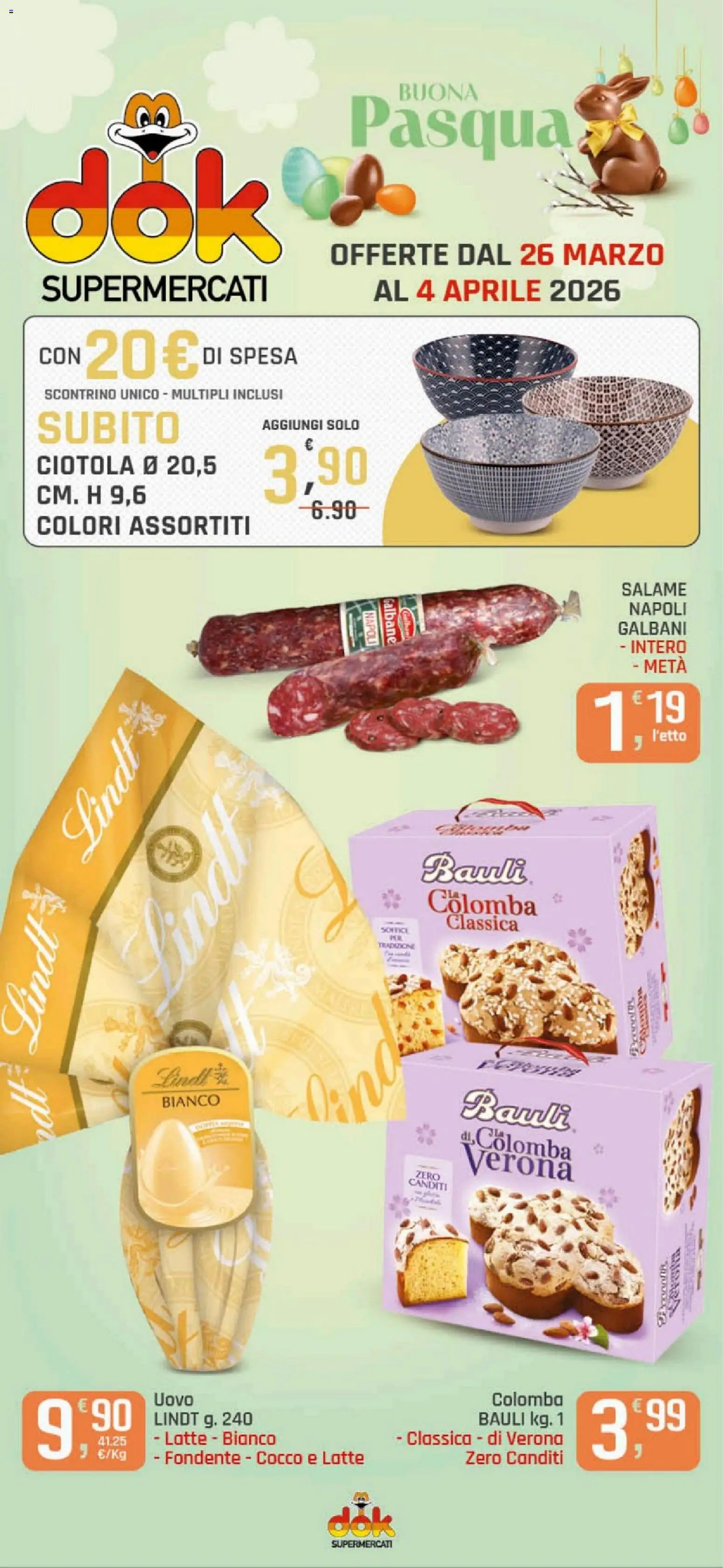 Volantino DOK del 26.03.2026 | Pagina: 1 | Prodotti: Salame, Latte, Cocco, Ciotola