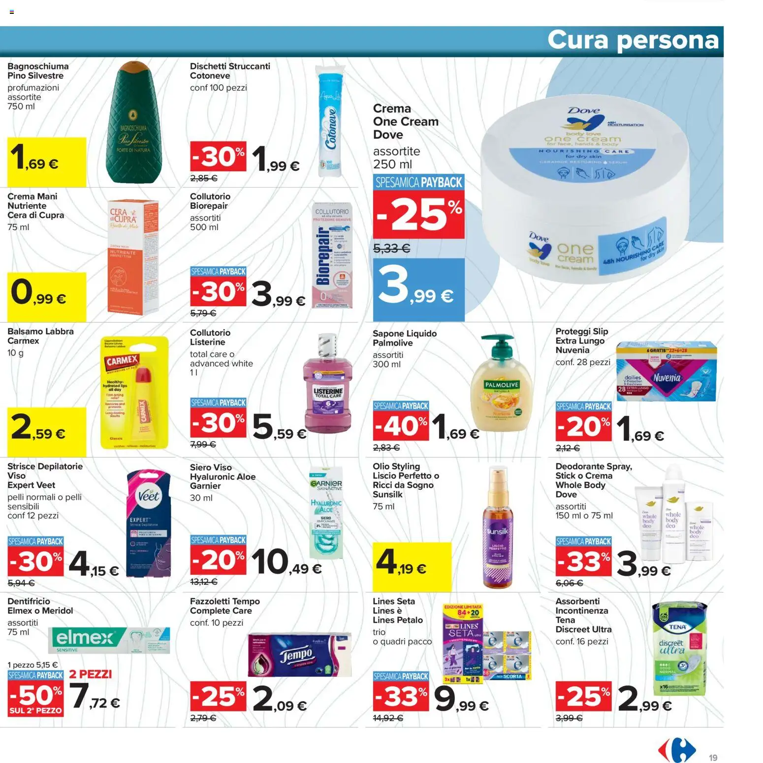 Volantino Carrefour del 02.12.2025 | Pagina: 19 | Prodotti: Balsamo, Deodorante, Dentifricio, Olio