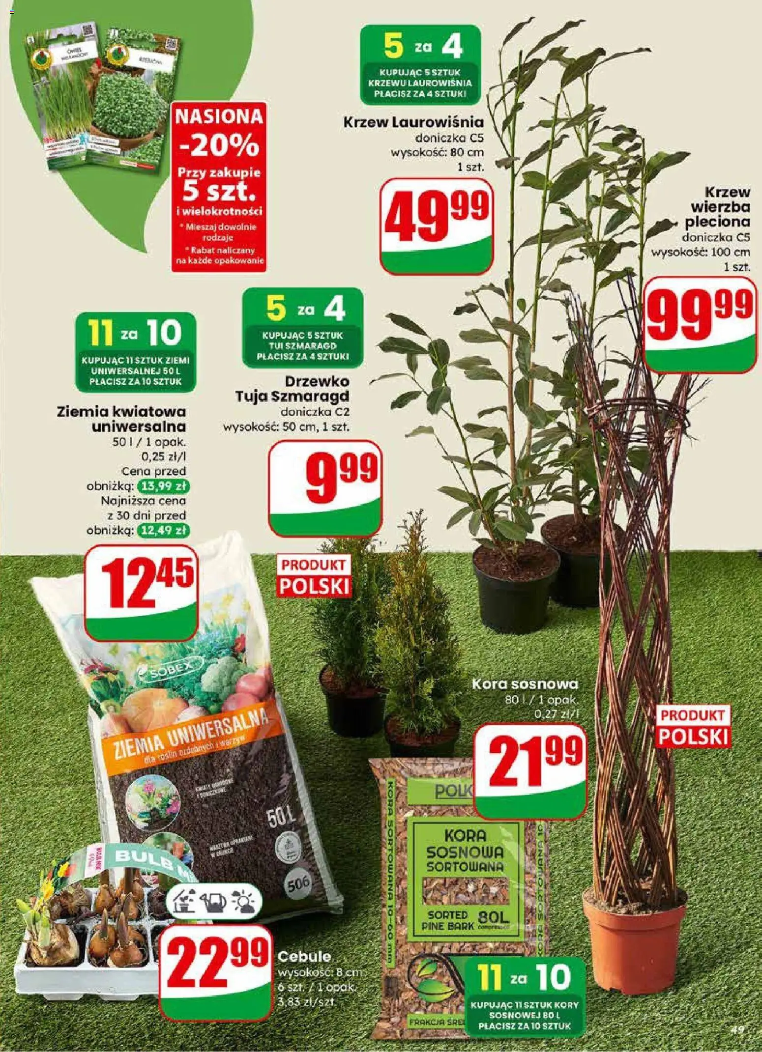 Dino gazetka od 11.03.2026 | Strona: 49 | Produkty: Ziemia, Nasiona, Doniczka, Cebule
