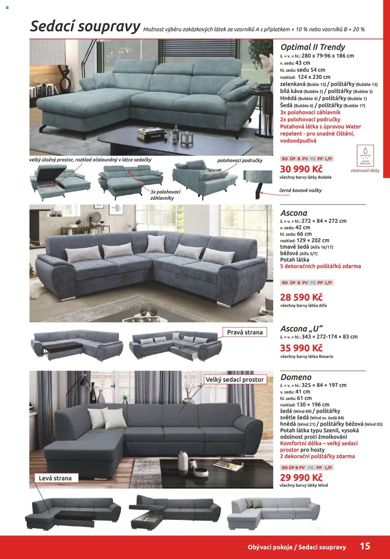 ORFA nábytek katalog 2025-2026 od 01.10.2025 | Strana: 15 | Produkty: Polštářky, Repelent, Barvy, Sedačky