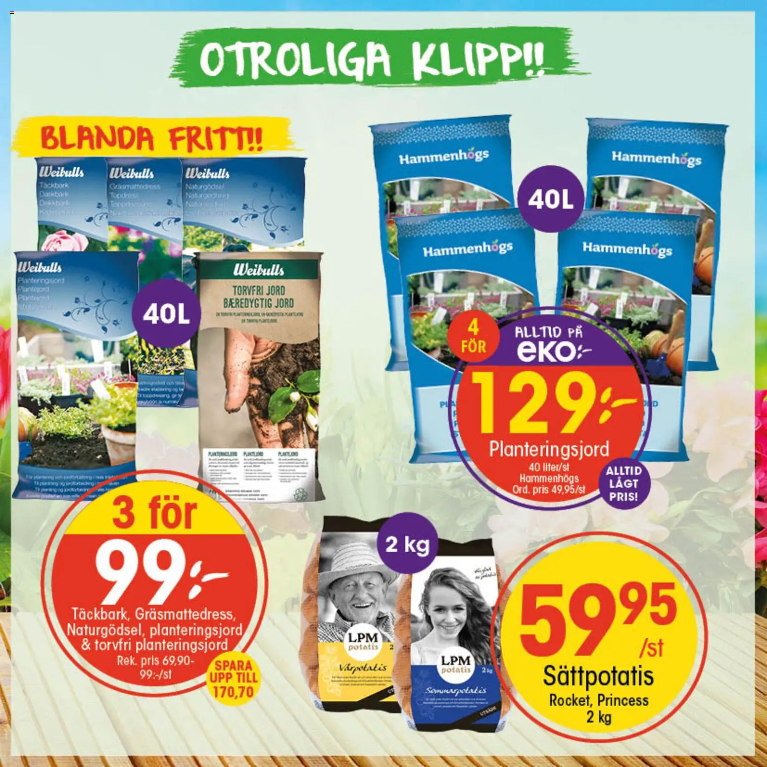 EKO reklamblad aktuell från 13.04.2026 | Sida: 3 | Produkter: Jord, Planteringsjord, Täckbark, Potatis