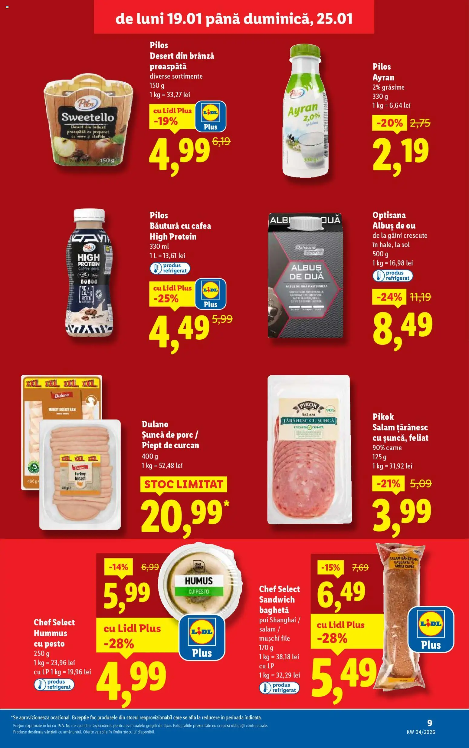 Noul catalog Lidl – valabil de la 19.01.2026 | Pagină: 9 | Produse: Toplar, Brânză, Șuncă, Humus