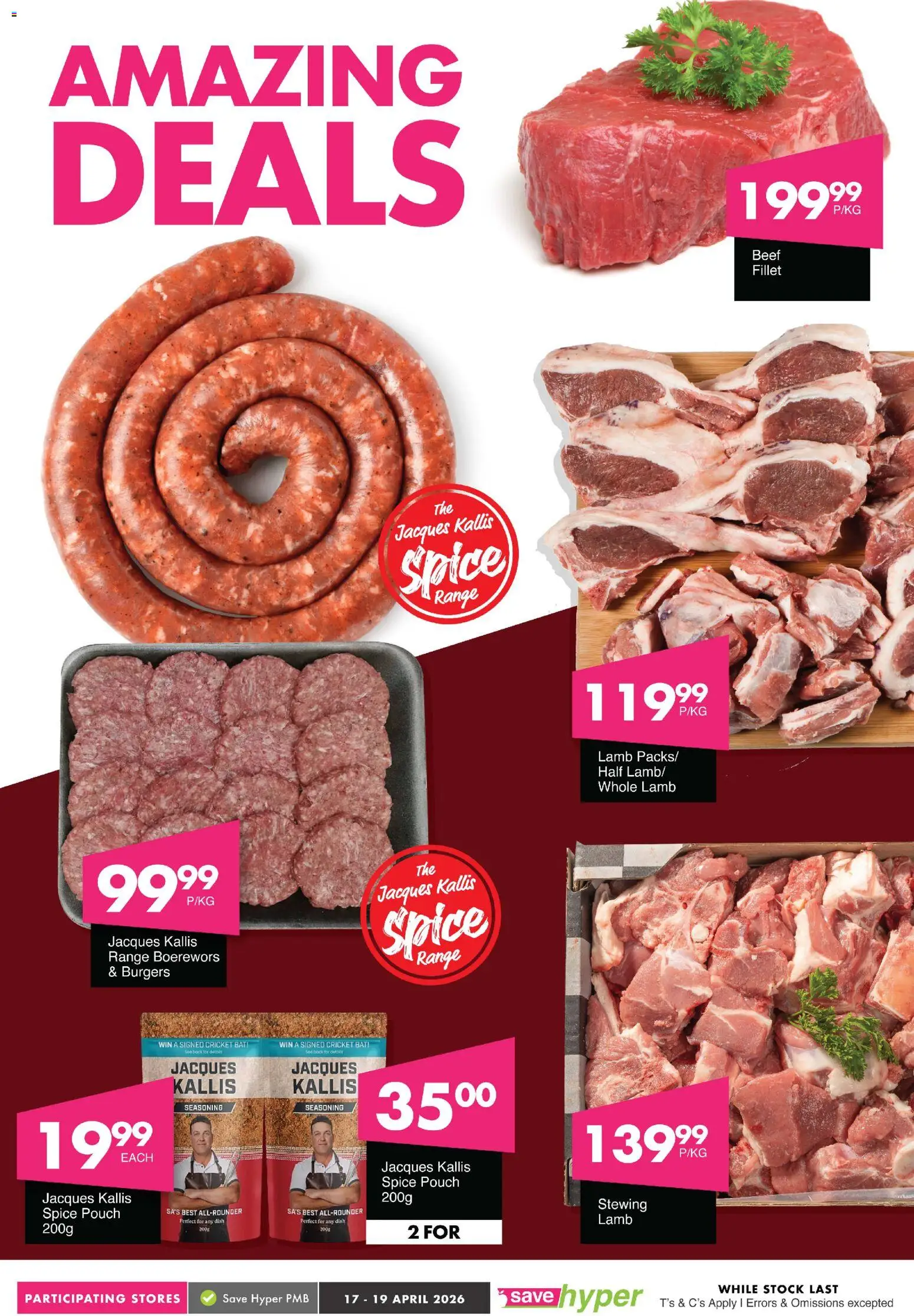 New Save catalogue – valid from 17.04.2026 | Page: 8 | Products: Boerewors, Burgers, Seasoning, Stock