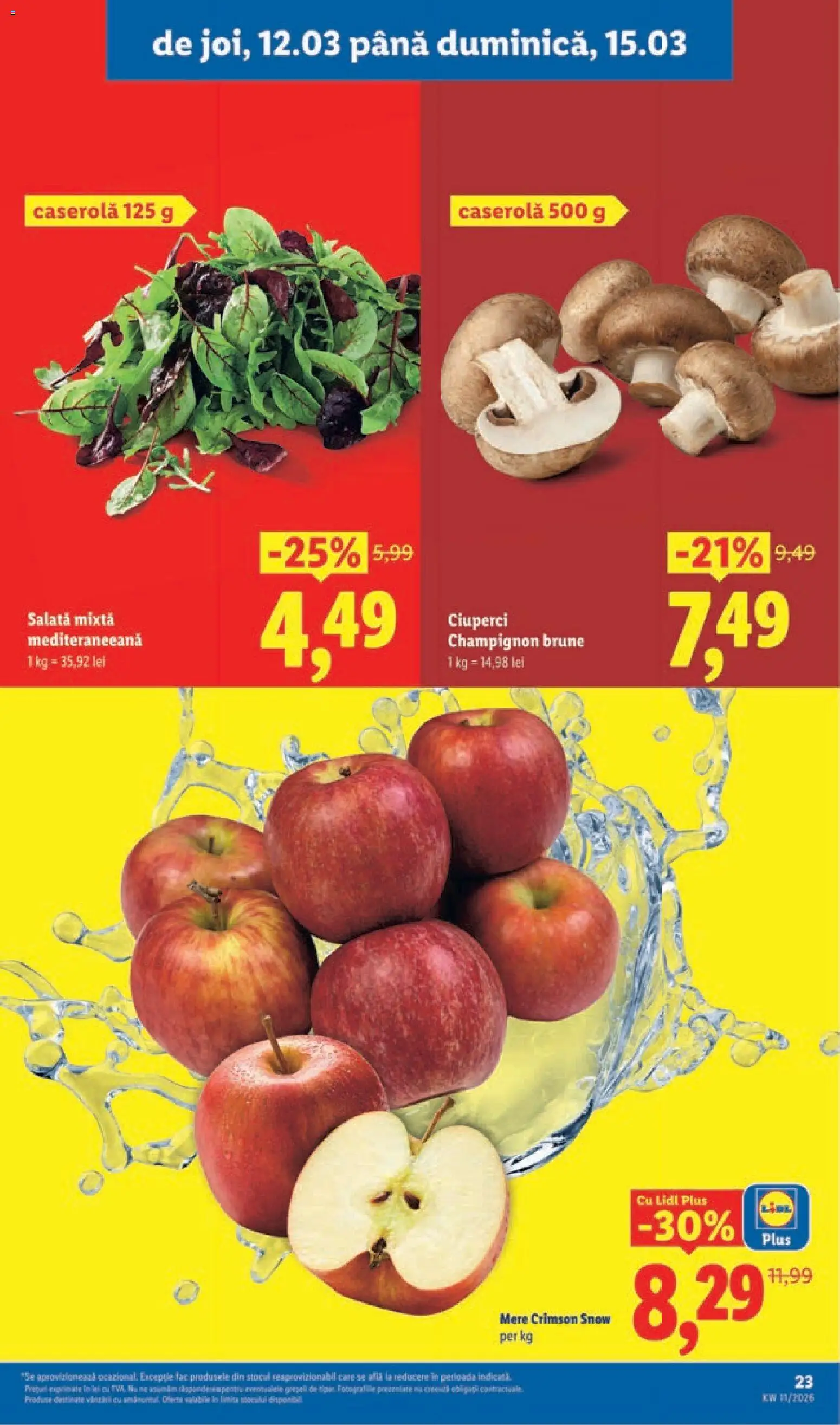 Noul catalog Lidl – valabil de la 09.03.2026 | Pagină: 23 | Produse: Ciuperci, Mere, Salată