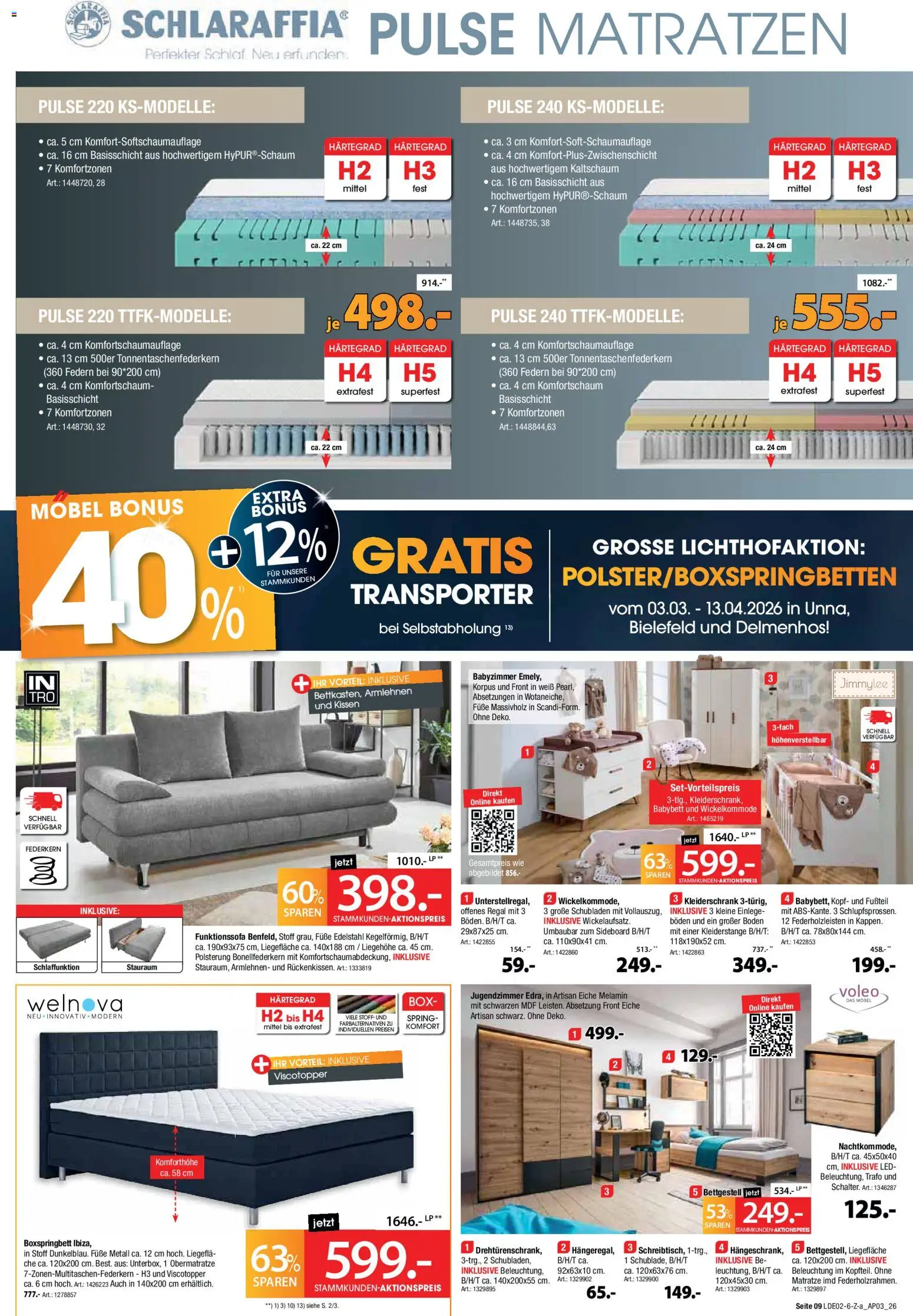 Zurbrüggen Bonus Sonder-Tage – gültig ab 02.03.2026 | Seite: 9 | Produkte: Sideboard, Kissen, Boxspringbett, Box