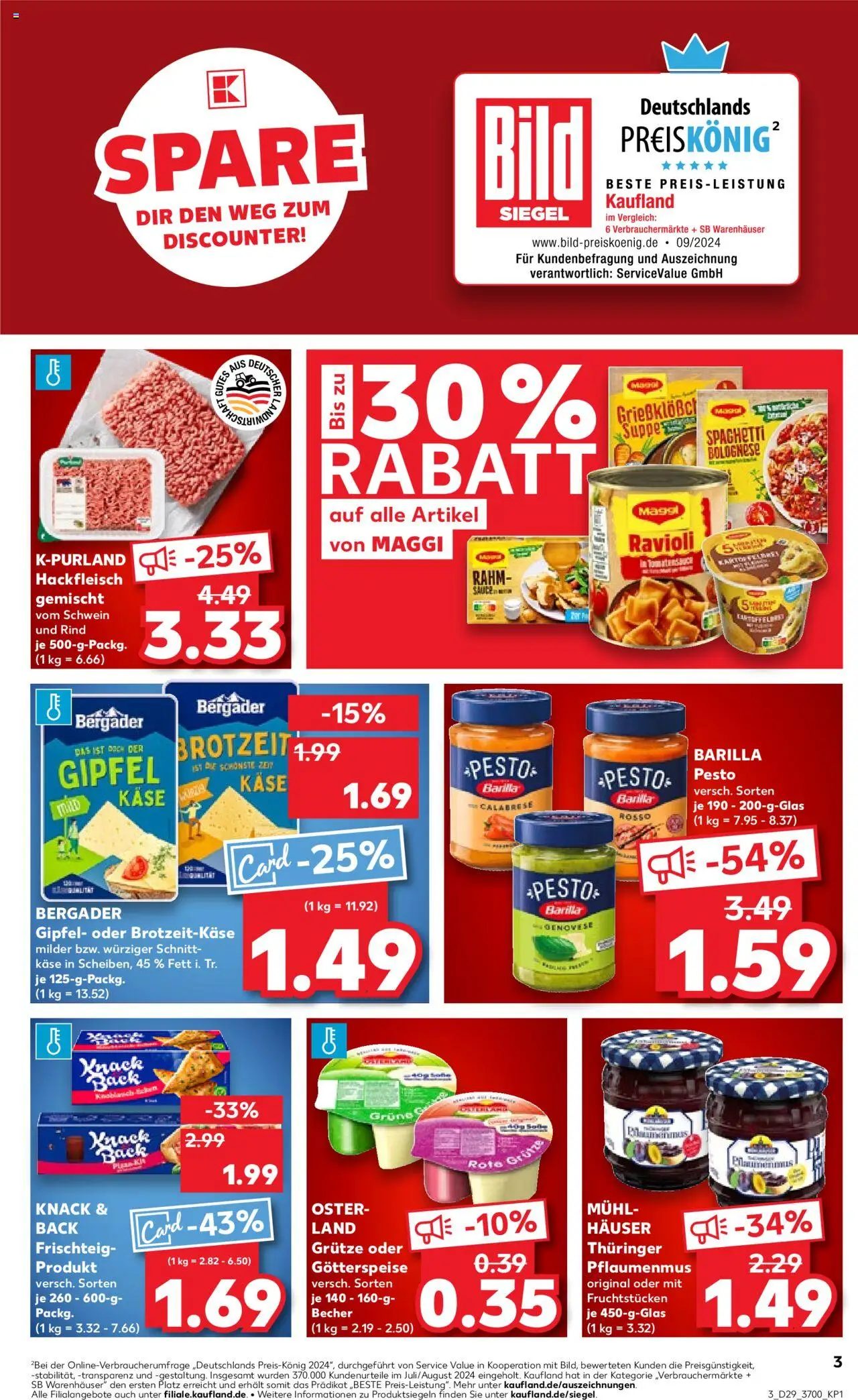 Kaufland prospekt Rostock	 - gültig ab dem 17.07.2025 | Seite: 3 | Produkte: Käse, Barilla, Barilla pesto, Hackfleisch