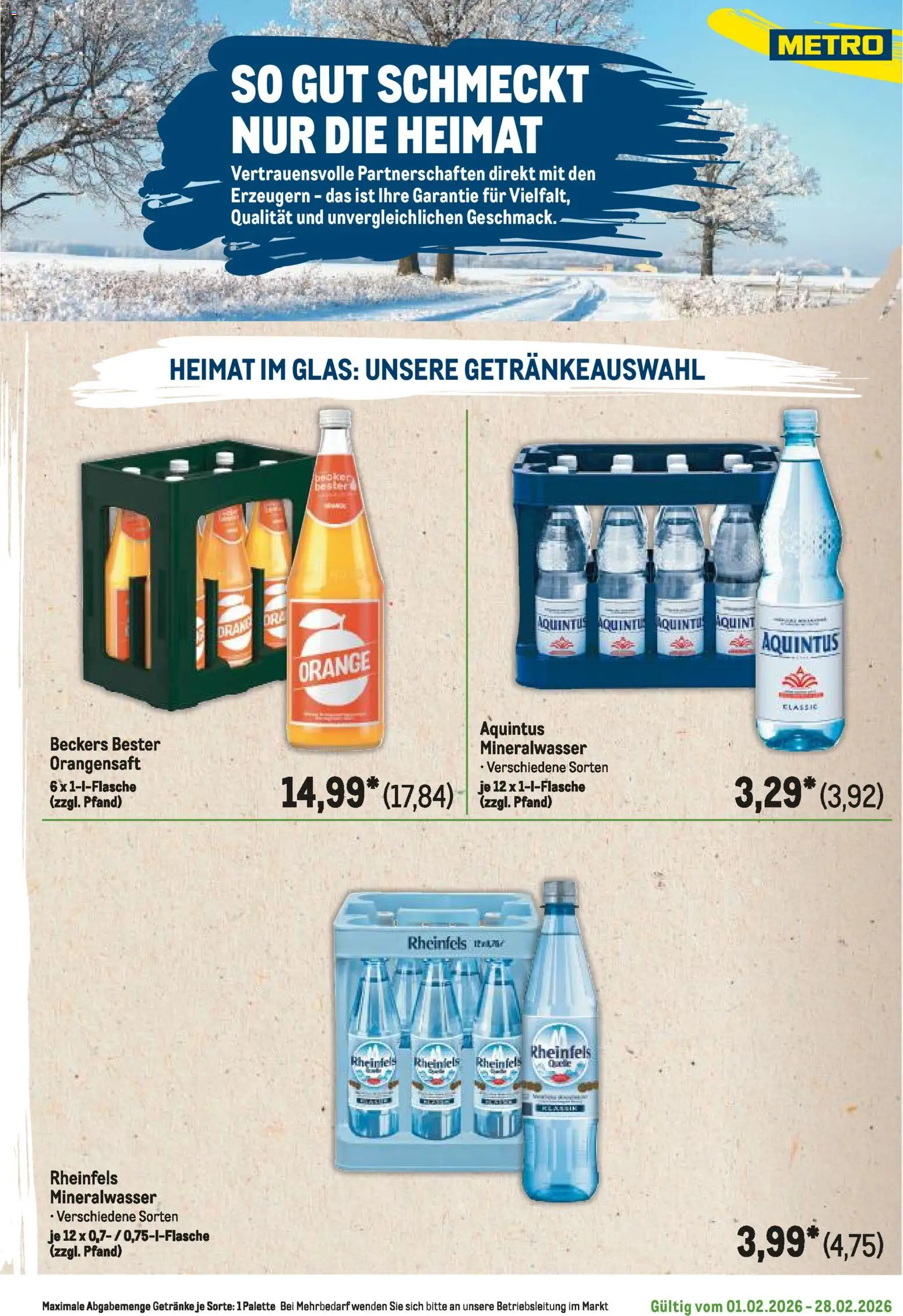 Metro Regionaler Flyer – gültig ab 01.02.2026 | Seite: 9 | Produkte: Orangensaft, Mineralwasser