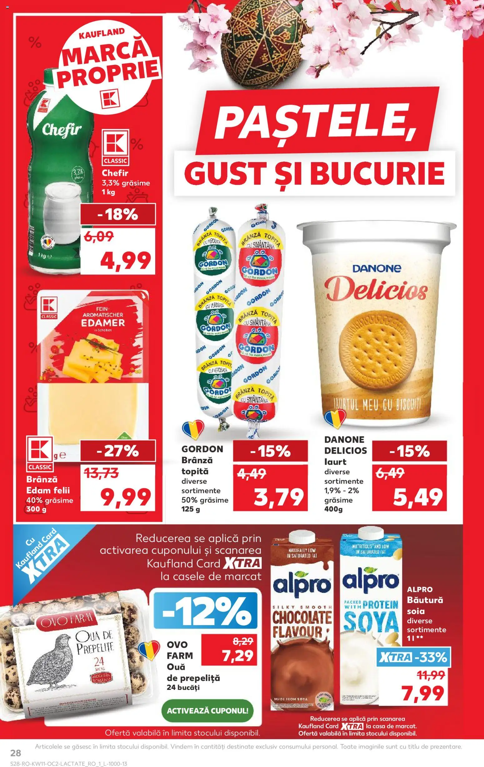 Noul catalog Kaufland – valabil de la 11.03.2026 | Pagină: 28 | Produse: Brânză, Iaurt, Biscuiți, Verdeață
