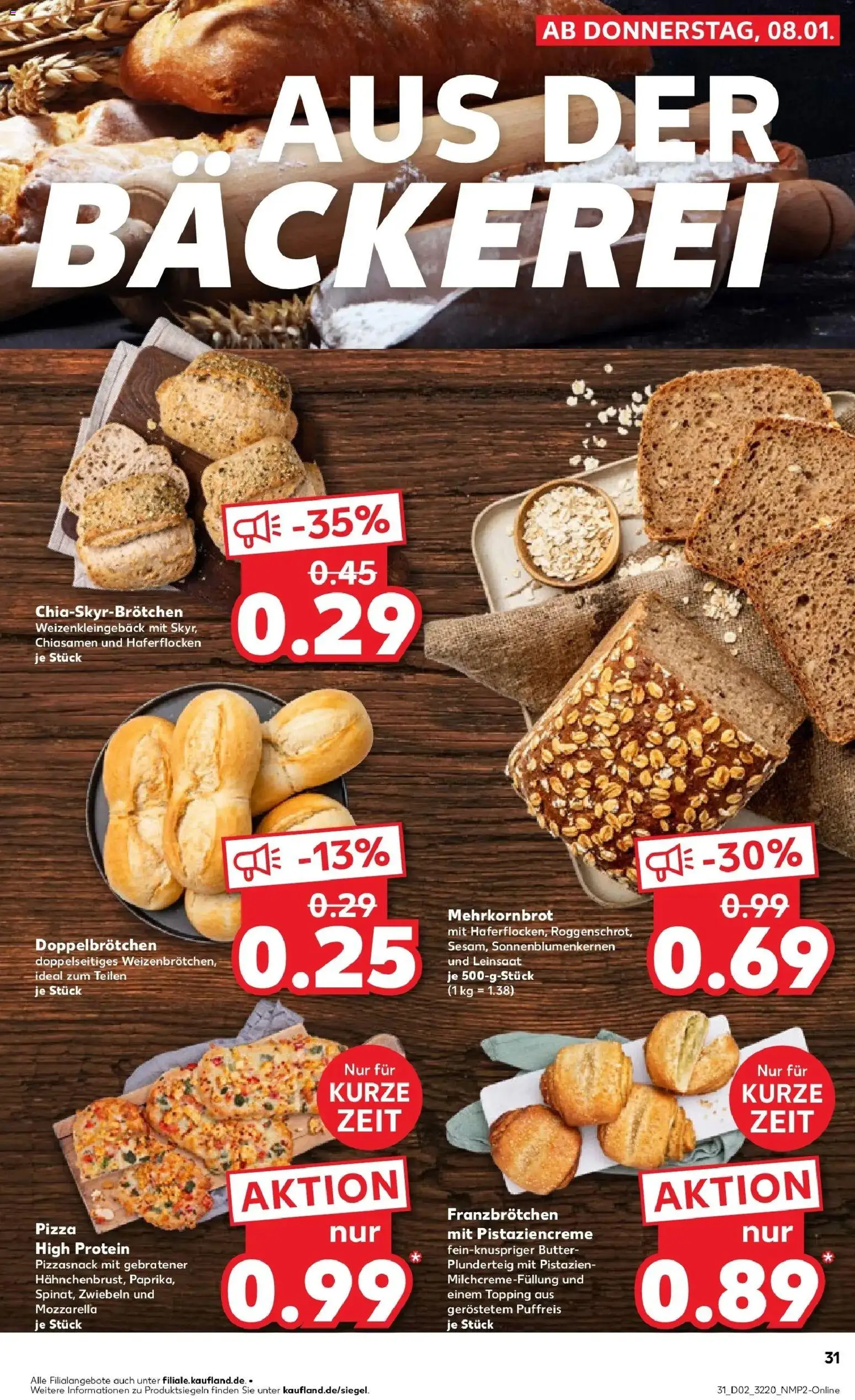 Kaufland prospekt Herzberg (Elster)	 – gültig ab 08.01.2026 | Seite: 33 | Produkte: Bäckerei, Butter, Pistazien, Pizza