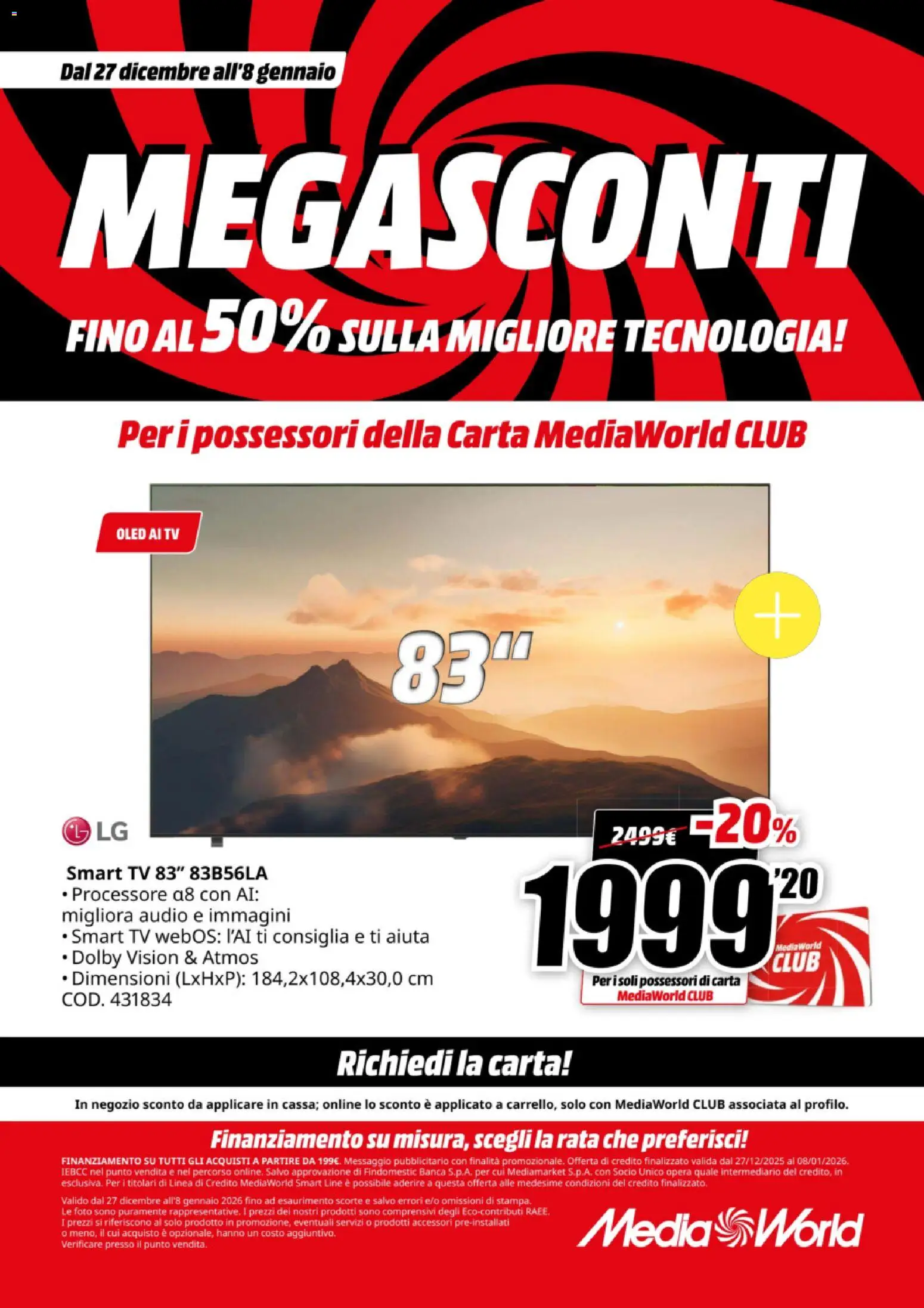 Volantino Media World del 27.12.2025 | Pagina: 34 | Prodotti: smart TV, TV, Audio