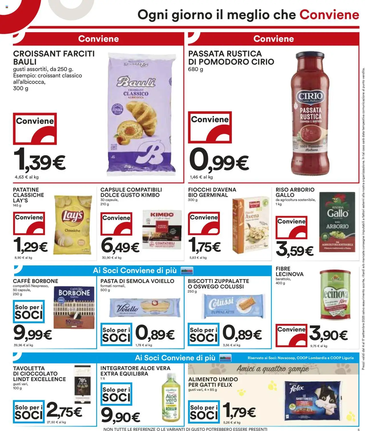 Volantino COOP del 04.09.2025 | Pagina: 5 | Prodotti: Cioccolato, Patatine, Croissant, Aloe vera