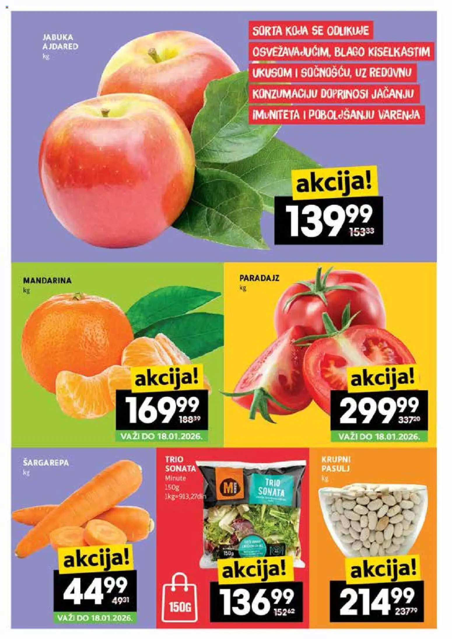 Idea katalog - važi od 15.01.2026 | Strana: 2 | Proizvode: Mandarina, Šargarepa, Pasulj, Paradajz