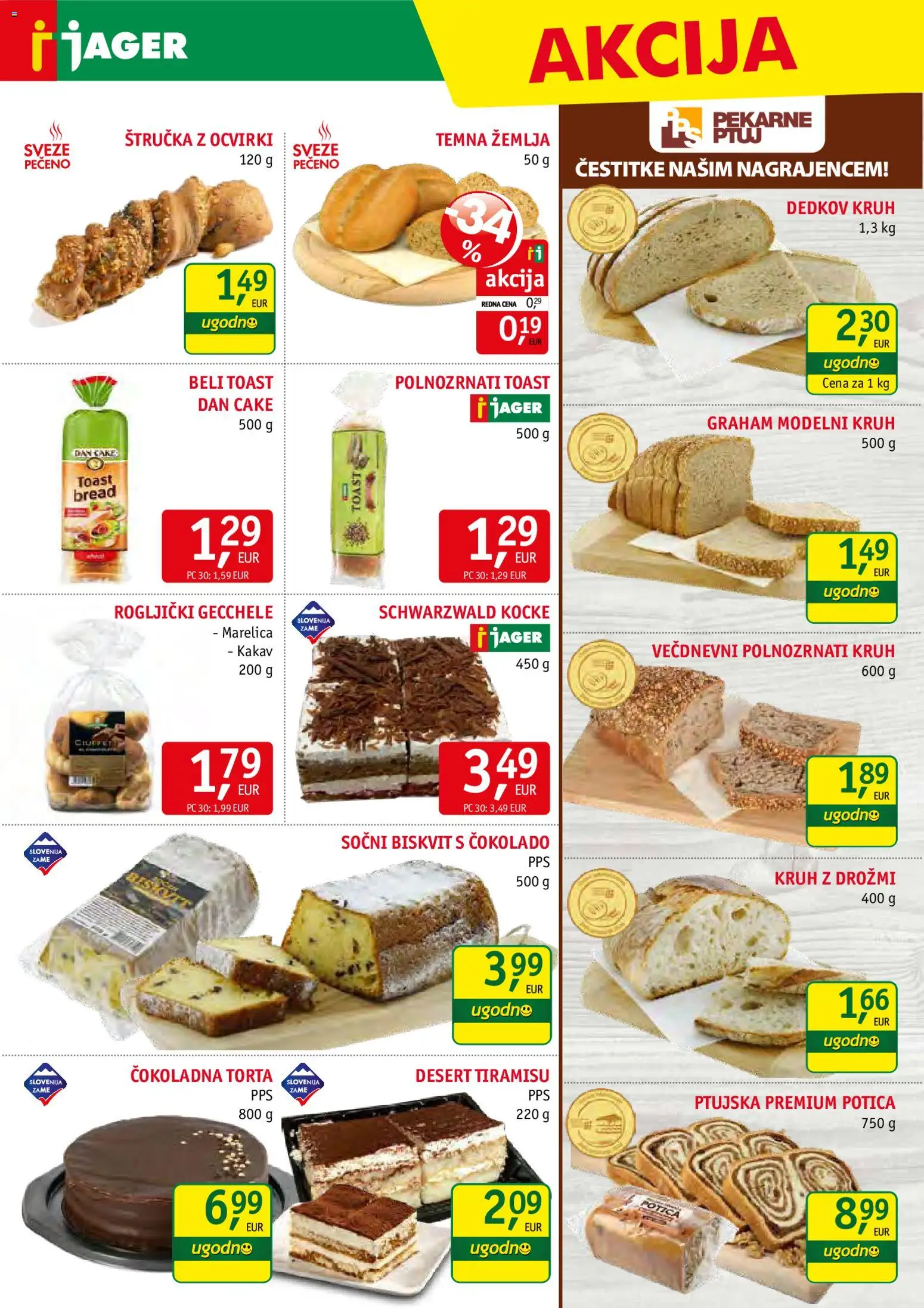 Novi Jager katalog ponudbe – veljaven od 04.03.2026 | Stran: 6 | Izdelki: Toast, Torta, Ocvirki, Kakav