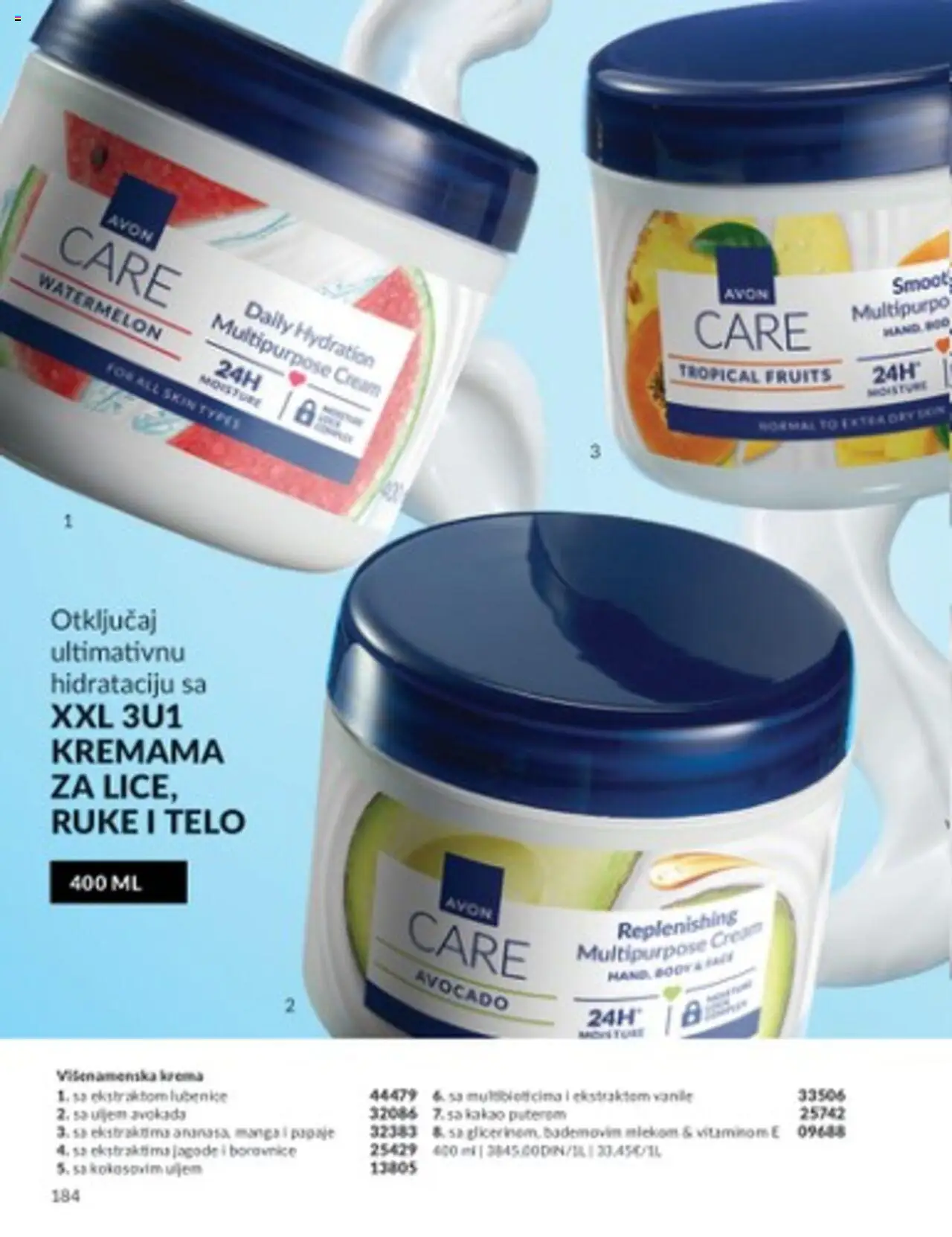 AVON katalog - važi od 01.08.2025 | Strana: 184 | Proizvode: Jagode, Avokado, Krema