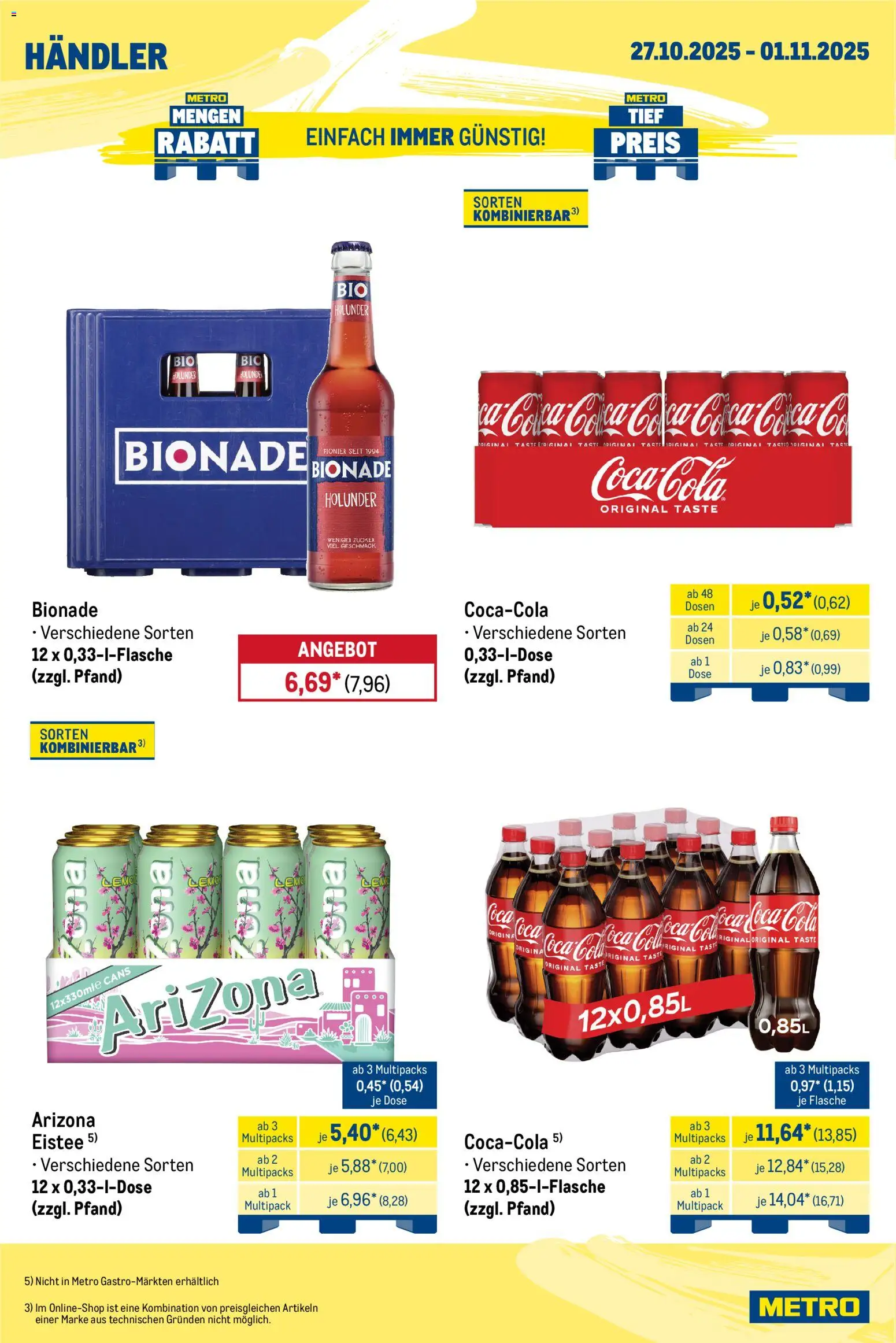 Metro Wochen-Angebote Händler – gültig ab 27.10.2025 | Seite: 4 | Produkte: Coca cola, Cola, Bionade, Zucker