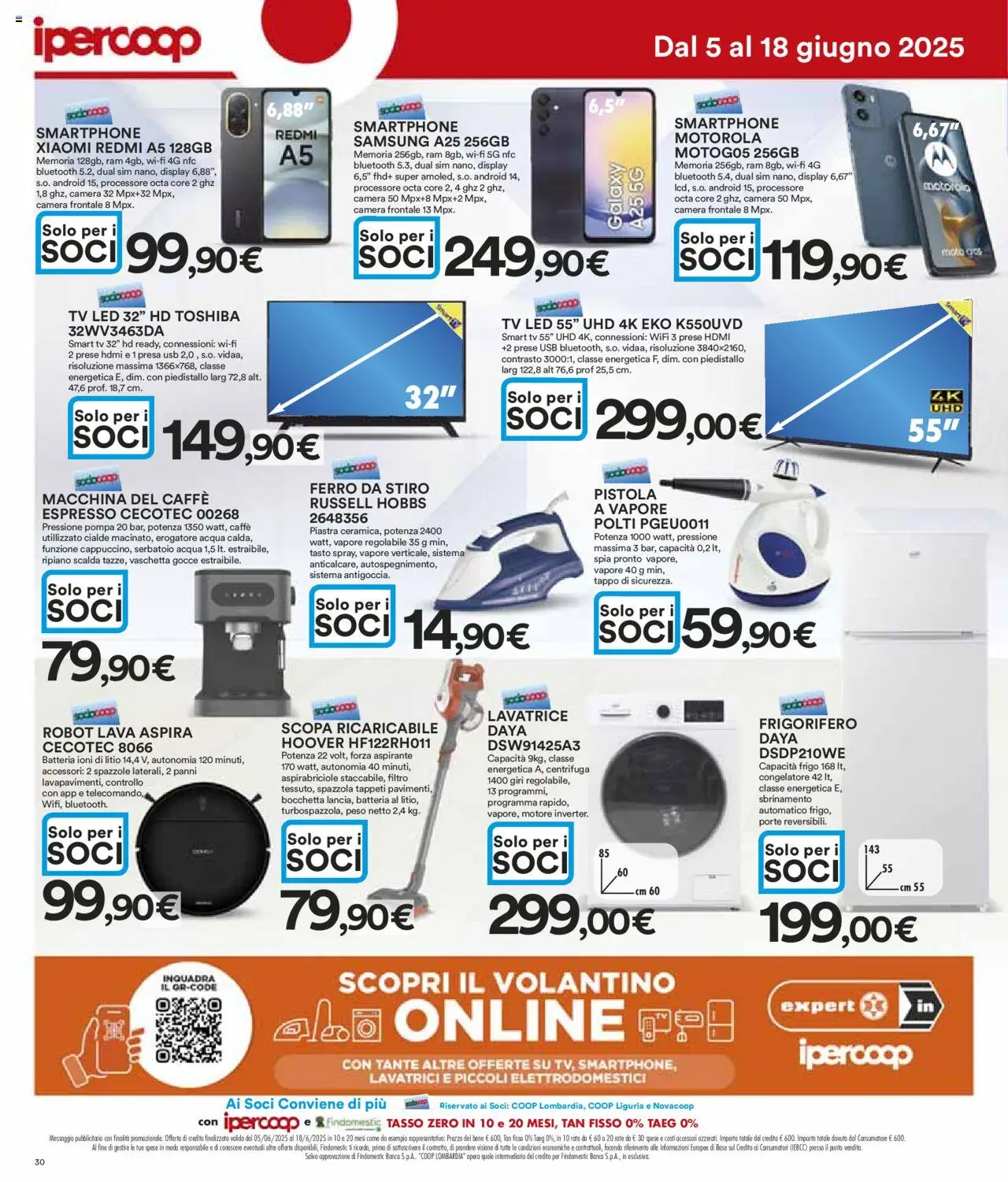 Volantino Ipercoop del 05.06.2025 | Pagina: 30 | Prodotti: Ripiano, smart TV, Acqua, Congelatore
