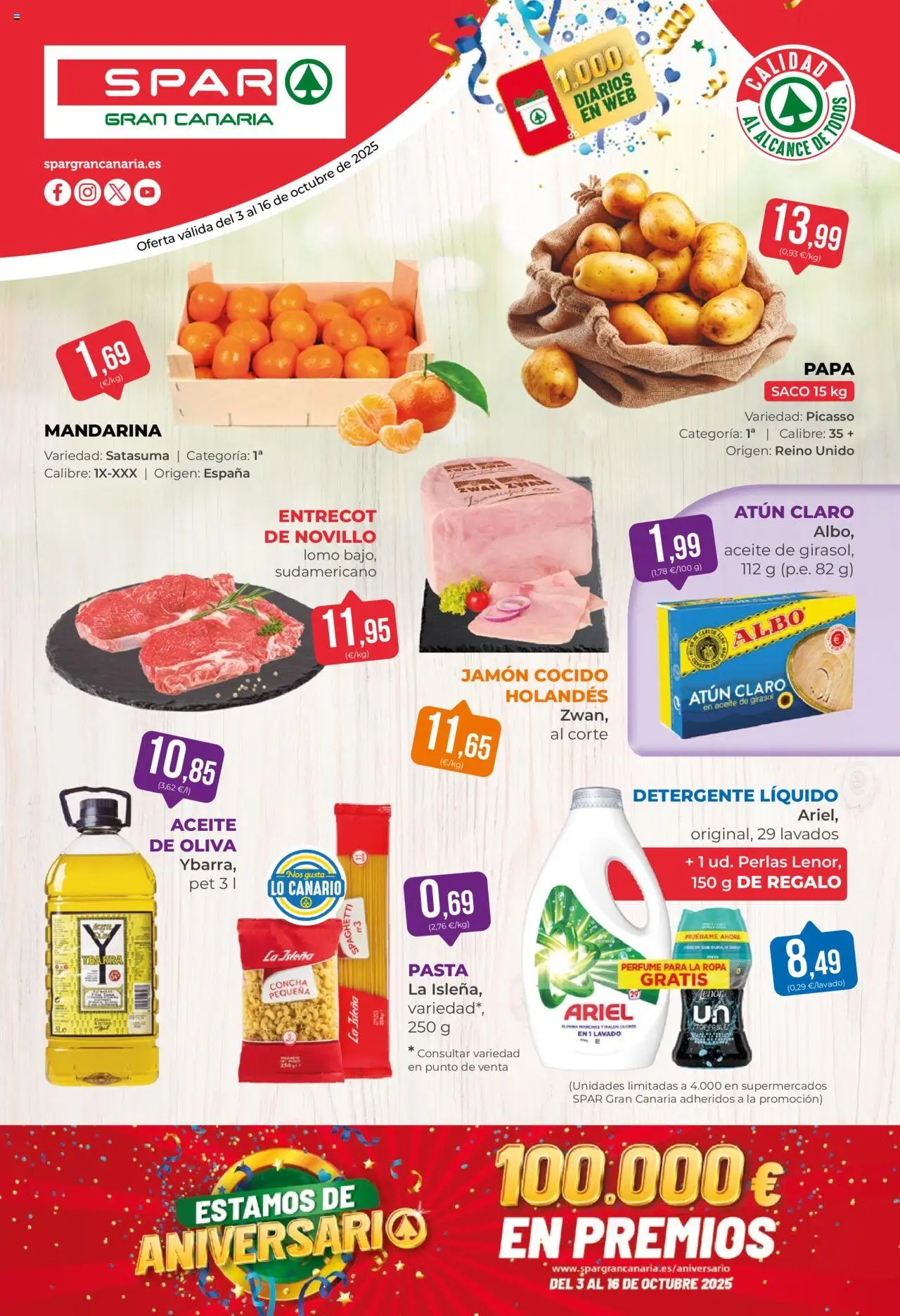 Spar folleto │ válido desde el 03.10.2025 | Página: 1 | Productos: Aceite, Aceite de girasol, Detergente líquido, Atún claro