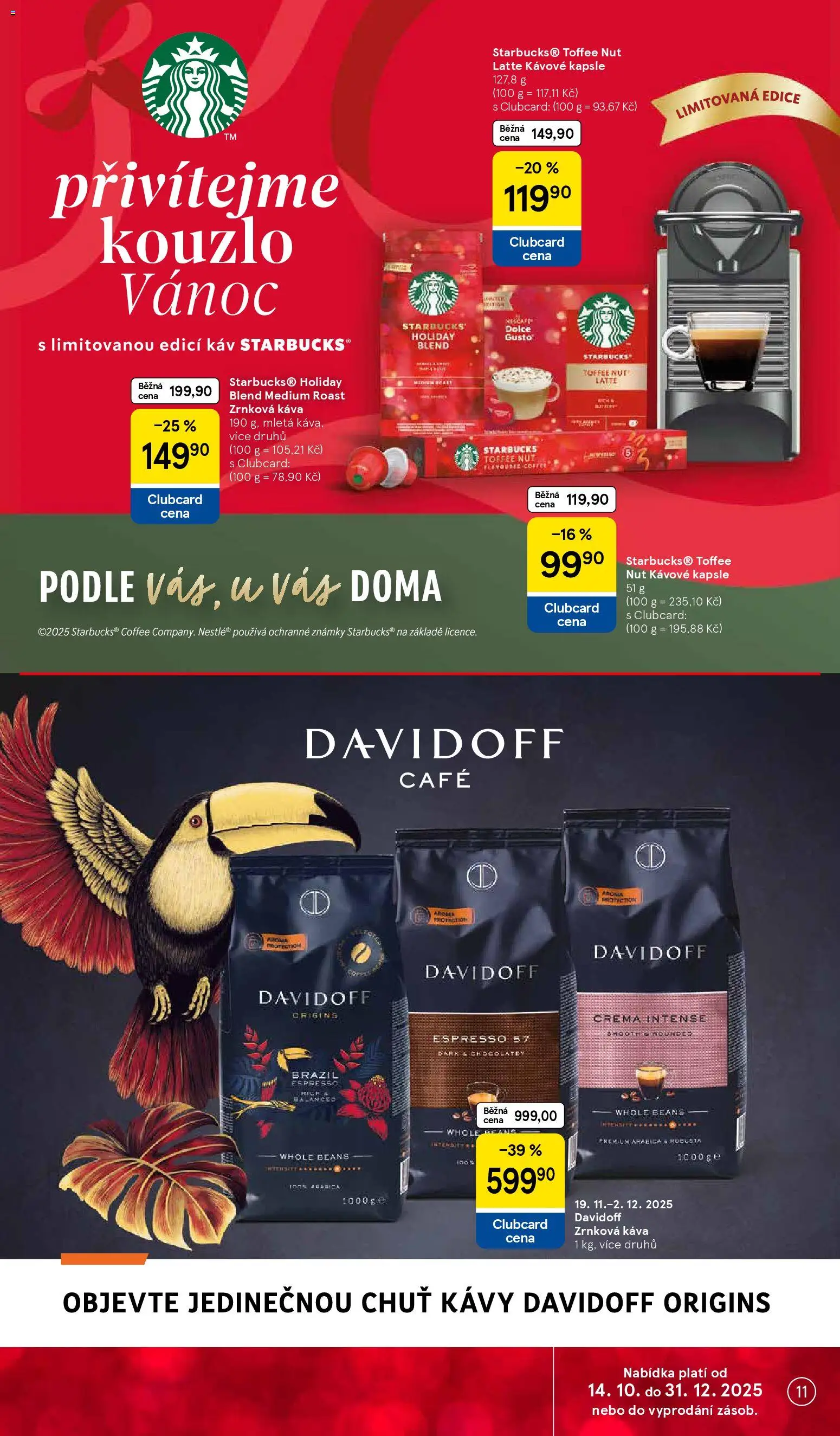 Tesco Black Friday od 26.11.2025 | Strana: 11 | Produkty: Káva, Známky, Kávové kapsle, Crema