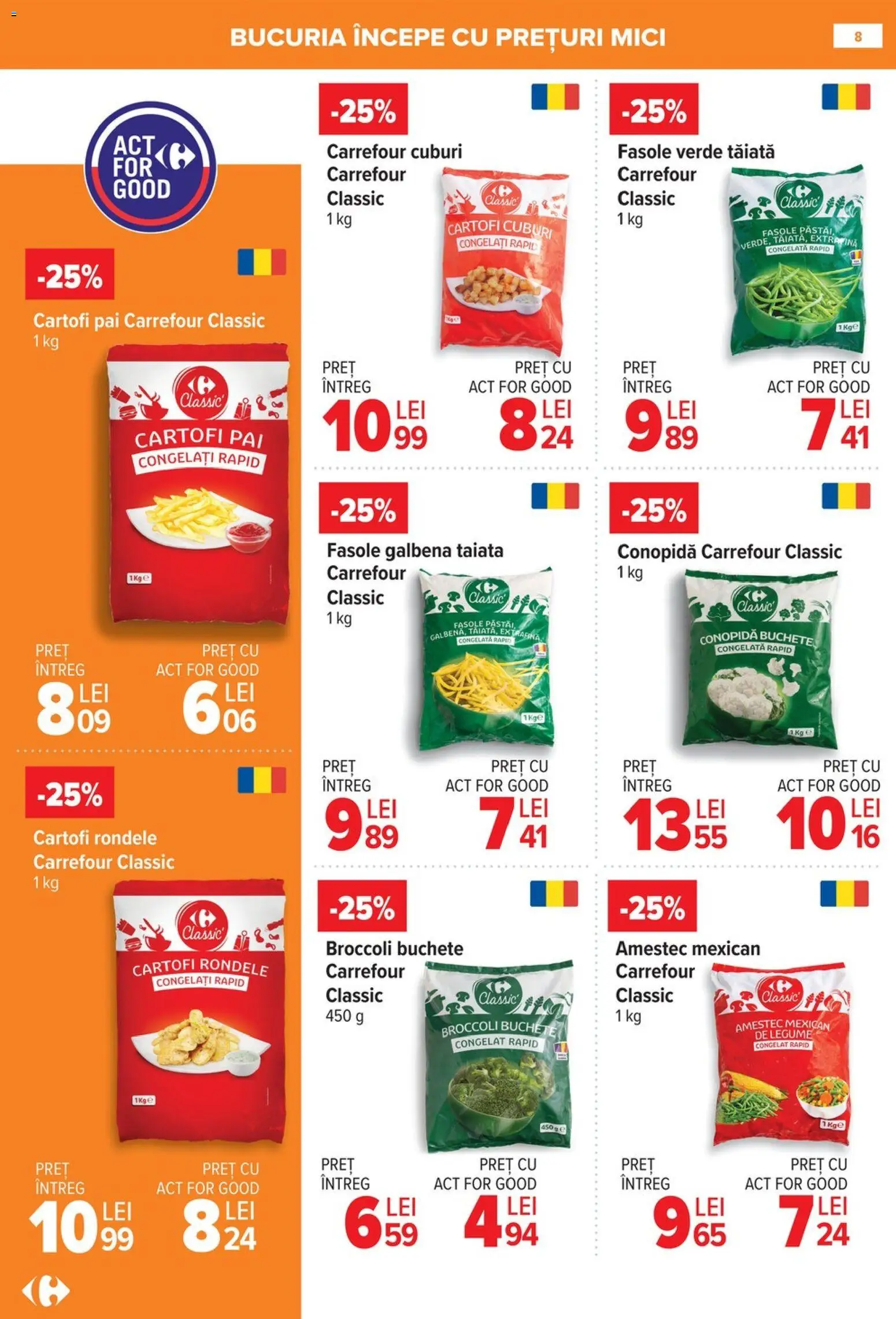 Noul catalog Carrefour – valabil de la 08.01.2026 | Pagină: 8 | Produse: Mici, Fasole verde, Cartofi, Legume