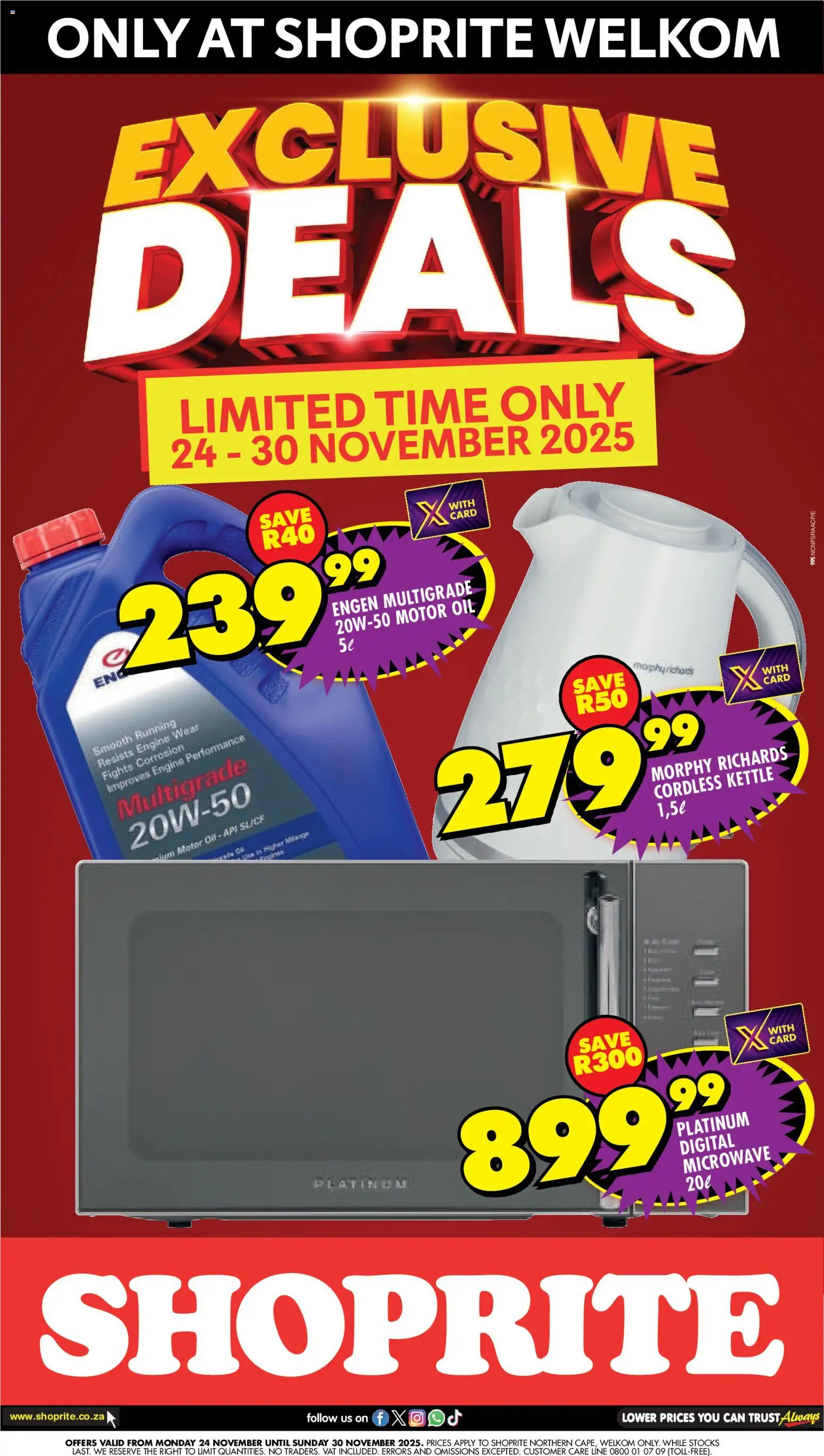 New Shoprite catalogue – valid from 24.11.2025 | Page: 1 | Products: Kettle, Microwave, Oil