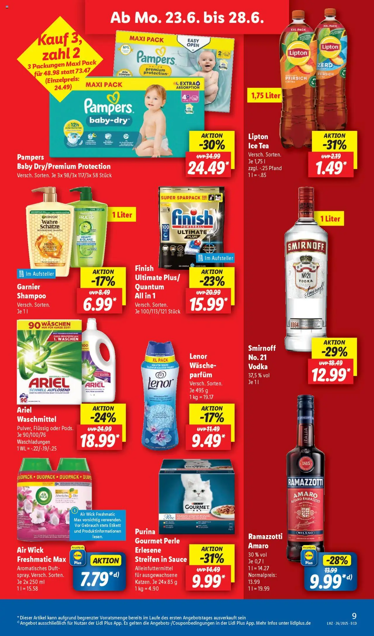 Lidl Prospekt 	 - gültig ab dem 23.06.2025 | Seite: 11 | Produkte: Pampers, Finish, Smirnoff, Ramazzotti