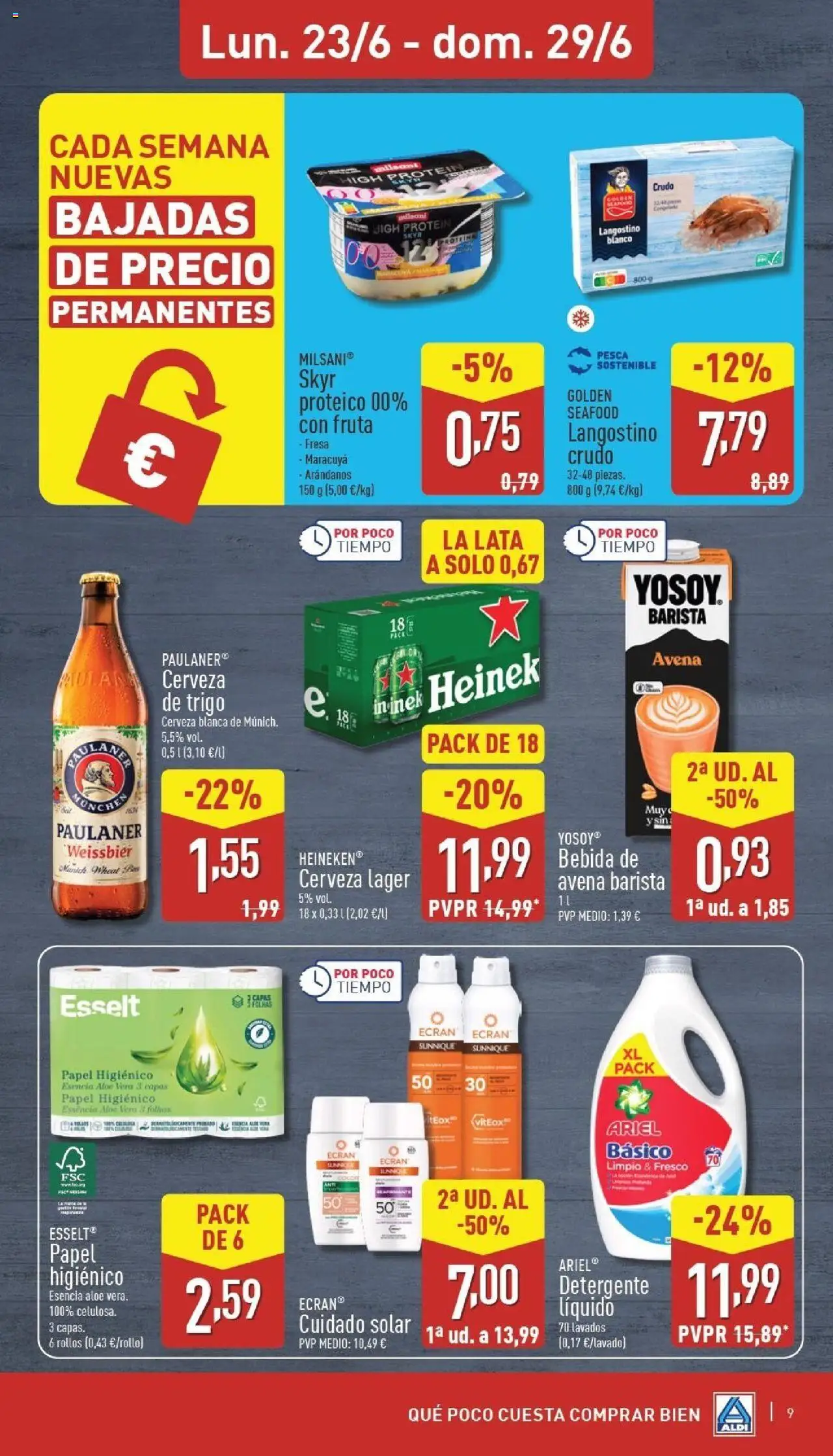 Aldi folleto Península │ válido desde el 23.06.2025 | Página: 9 | Productos: Detergente, Cerveza, Detergente líquido, Σπανάκι
