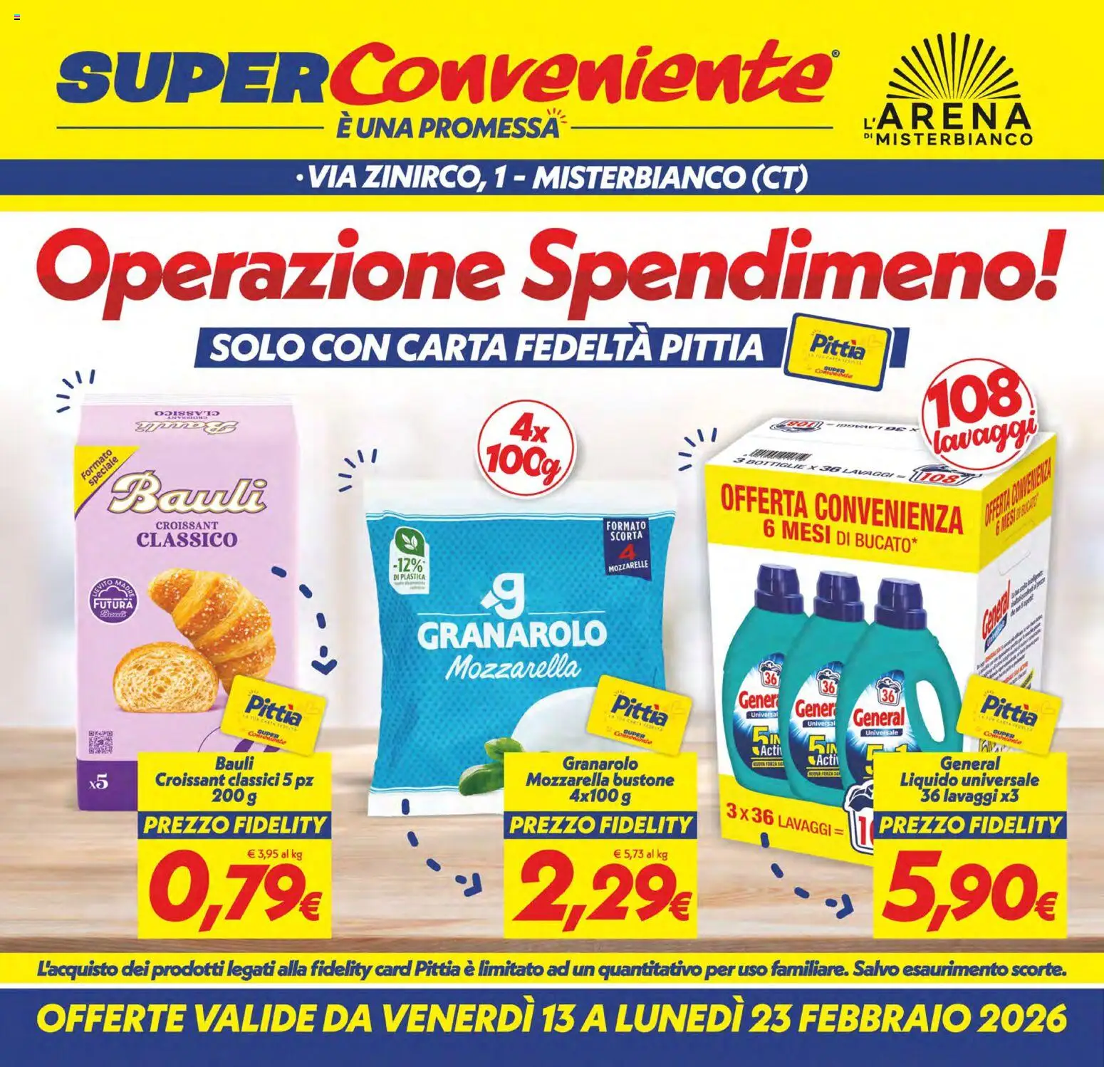 Volantino SuperConveniente del 13.02.2026 | Pagina: 1 | Prodotti: Mozzarella, Croissant