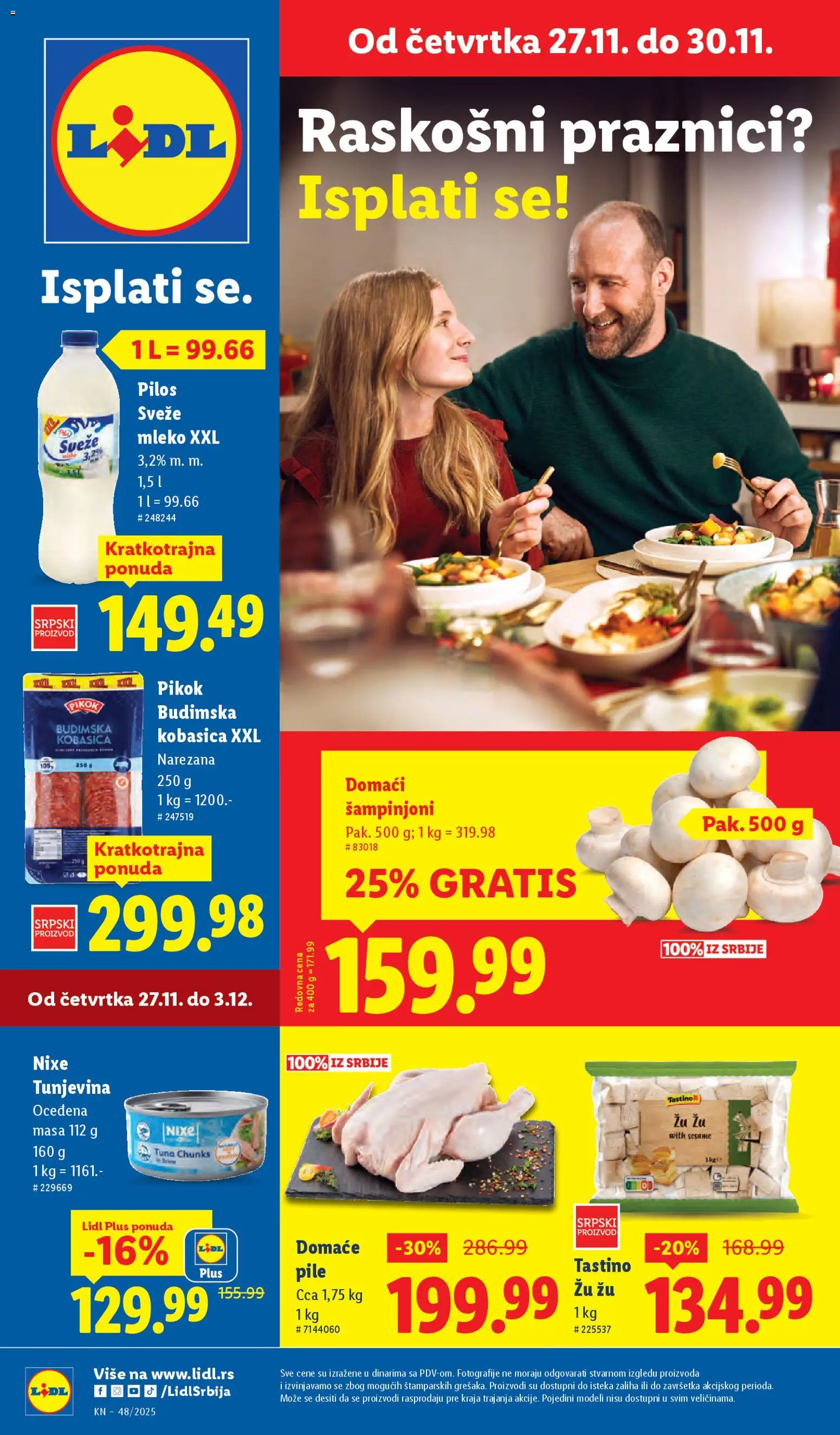 Lidl katalog - važi od 27.11.2025 | Strana: 5 | Proizvode: Sveže mleko, Budimska kobasica, Pile, Kobasica