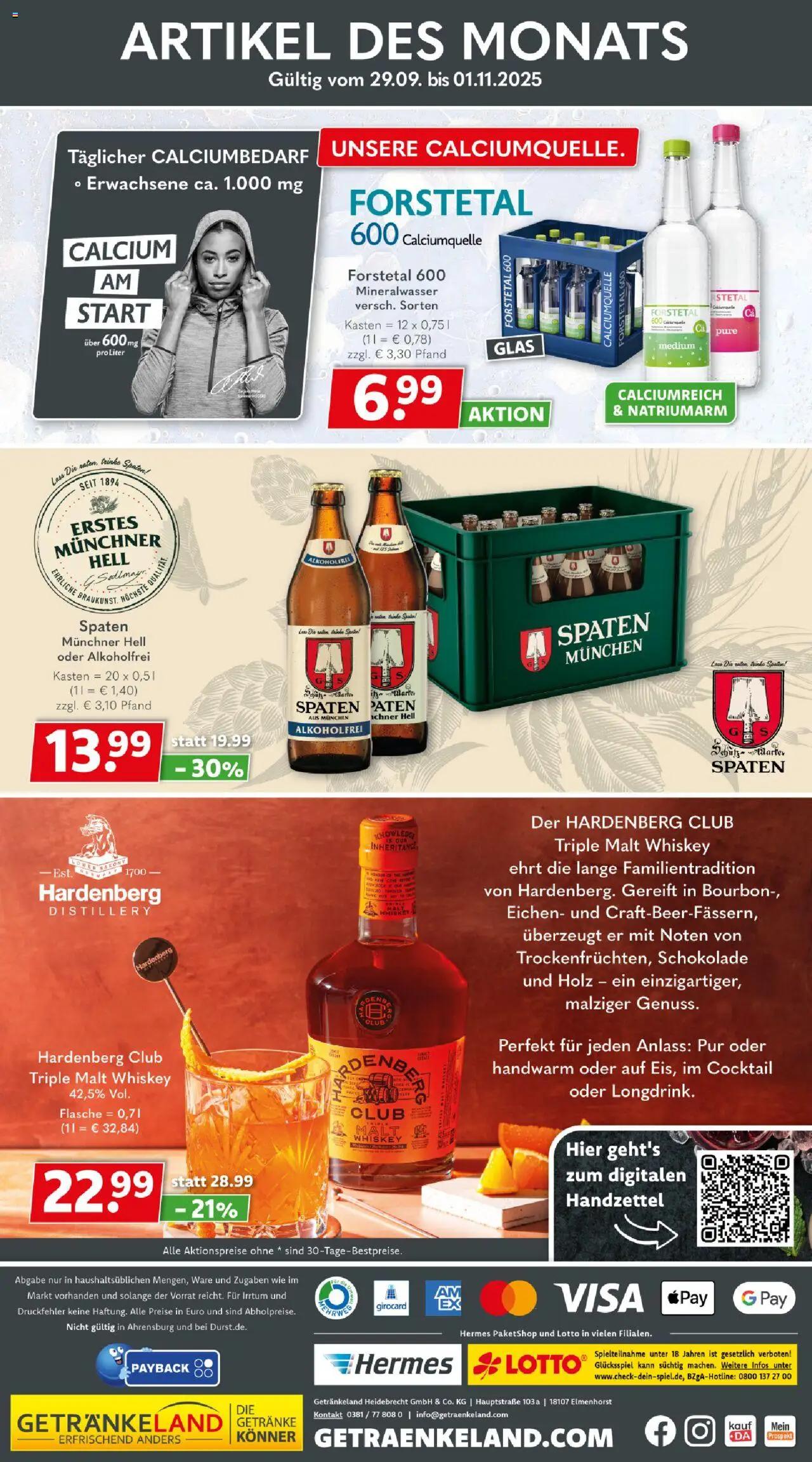 Getränkeland Prospekt 	 – gültig ab 29.09.2025 | Seite: 8 | Produkte: Schokolade, Mineralwasser, Bourbon, Whiskey
