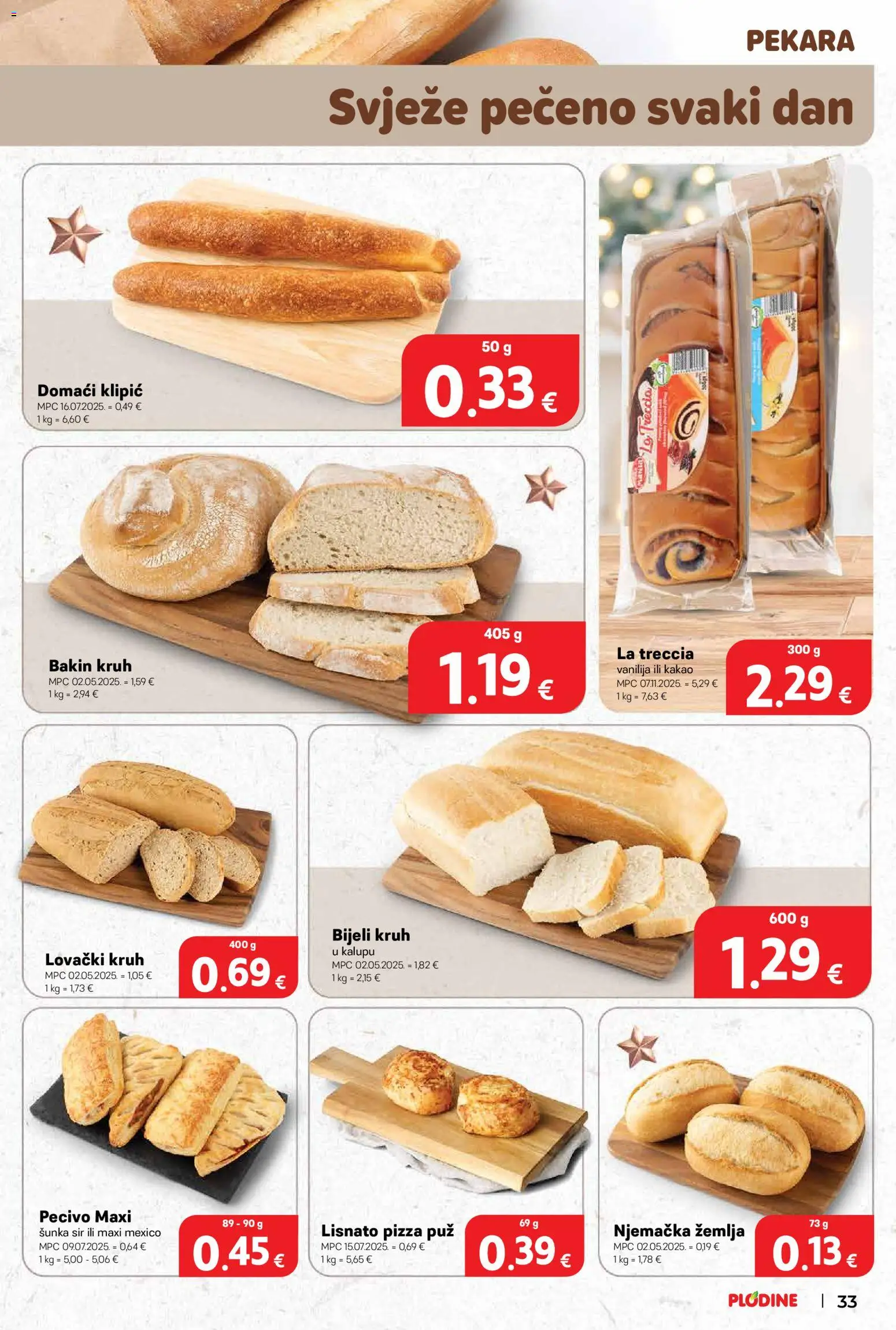 Plodine katalog | vrijedi od 11.12.2025 | Stranica: 33 | Proizvodi: Sir, Pizza, Kakao, Pecivo