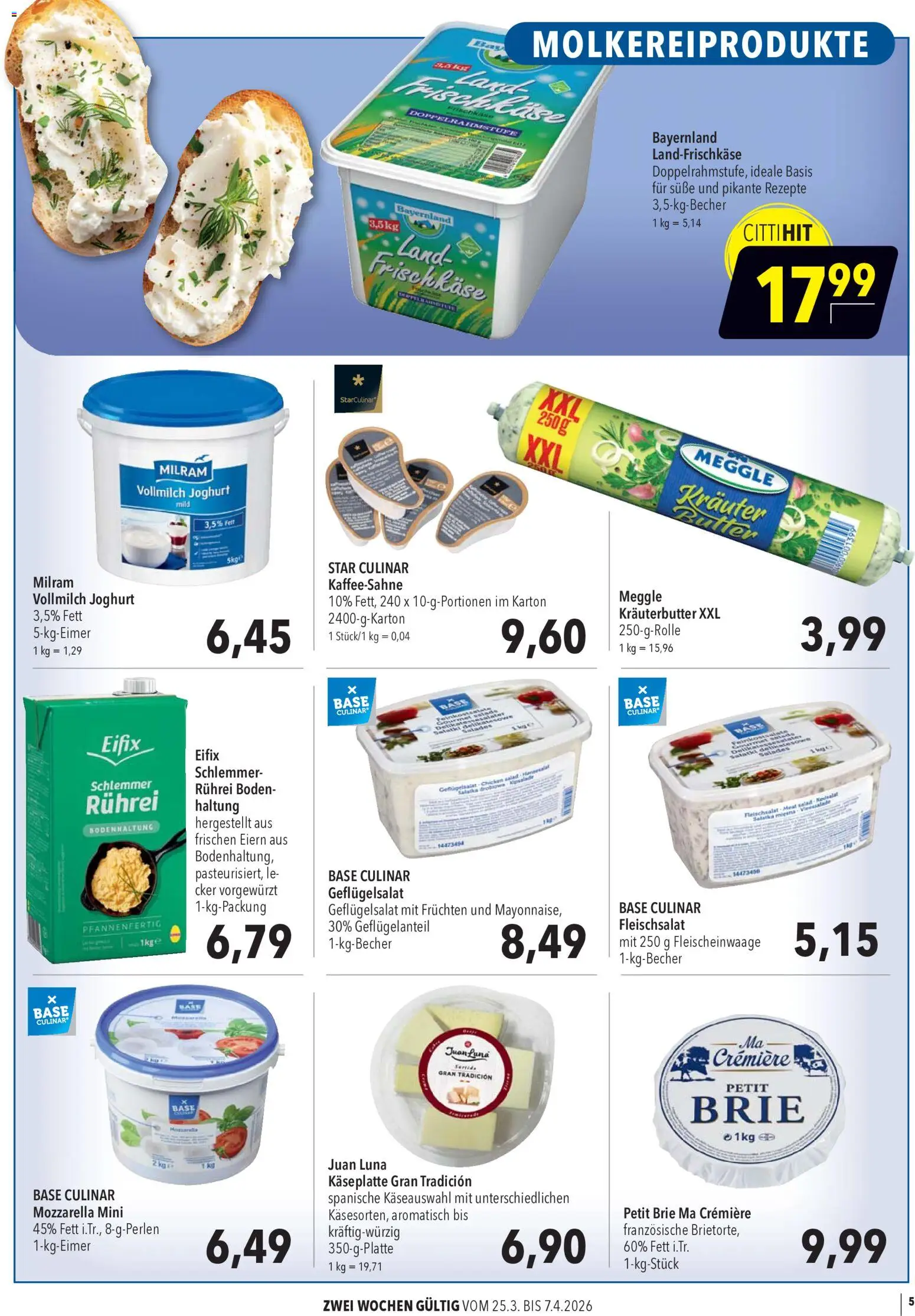 CITTI Markt Aktuelle Angebote für Profis – gültig ab 25.03.2026 | Seite: 5 | Produkte: Joghurt, Mozzarella, Kräuterbutter, Milram