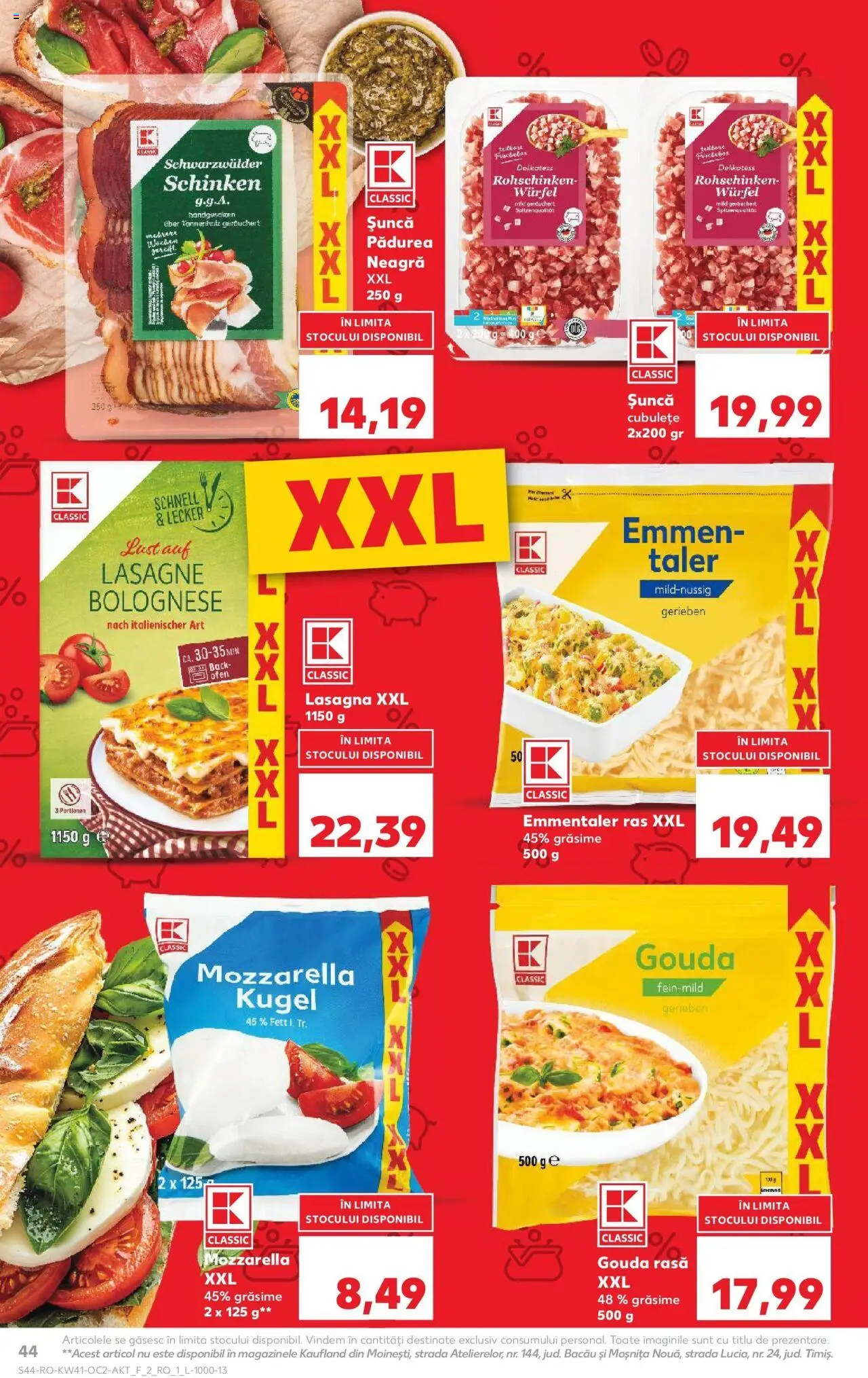 Noul catalog Kaufland – valabil de la 08.10.2025 | Pagină: 44 | Produse: Lasagna, Mozzarella, Șuncă, Gouda