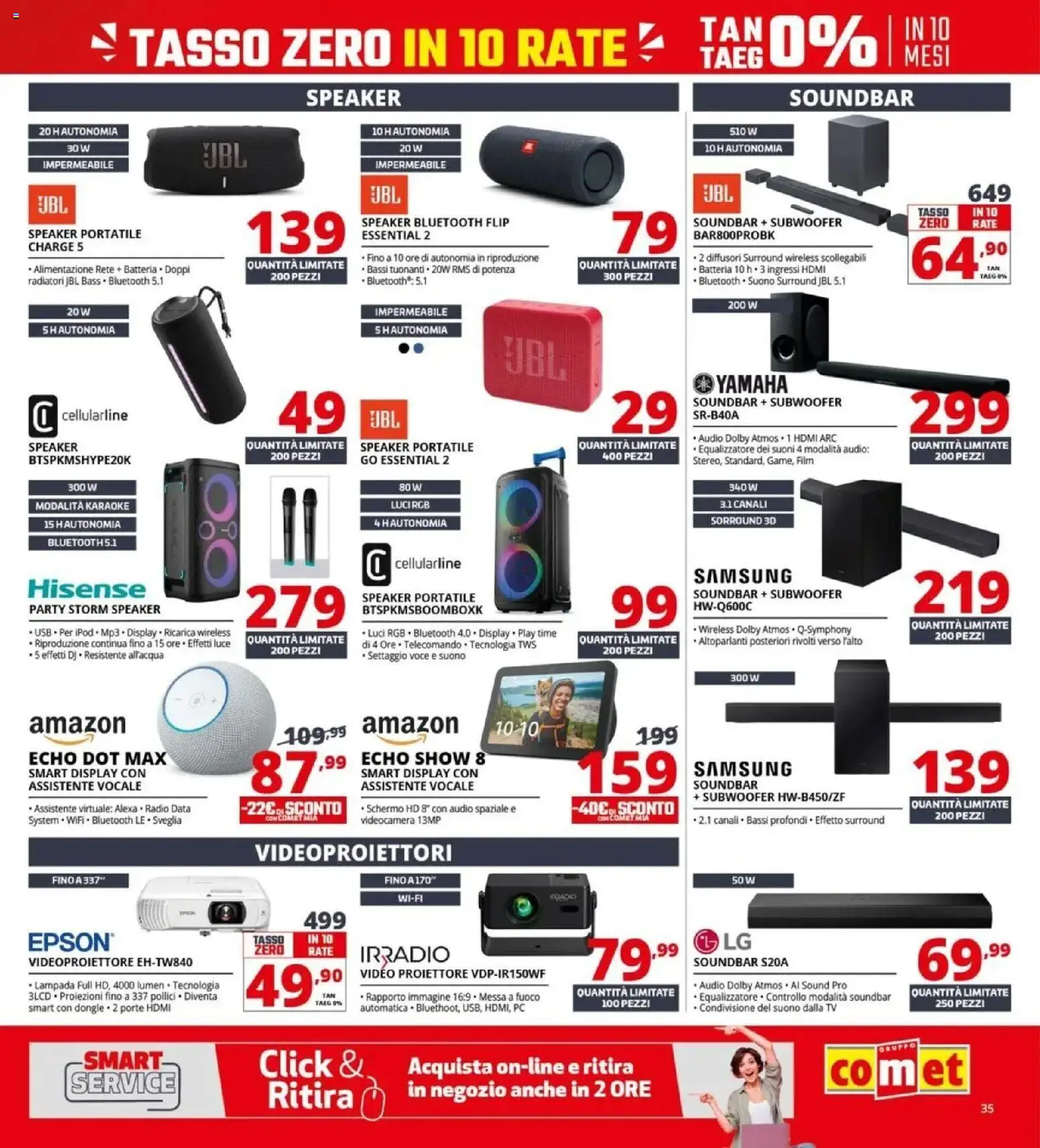 Volantino Comet del 09.04.2026 | Pagina: 35 | Prodotti: Schermo, TV, Audio, Batteria