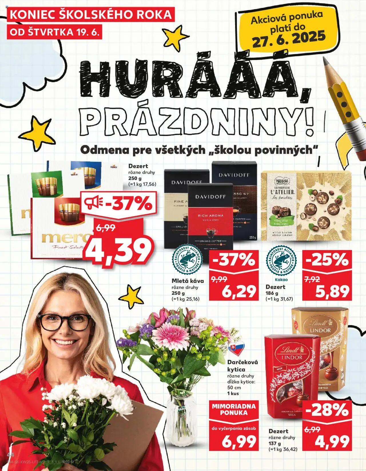 Nové Kaufland akcie – leták je platný od 19.06.2025 | Strana: 44 | Produkty: Káva, Lindor, Lindt, Kakao