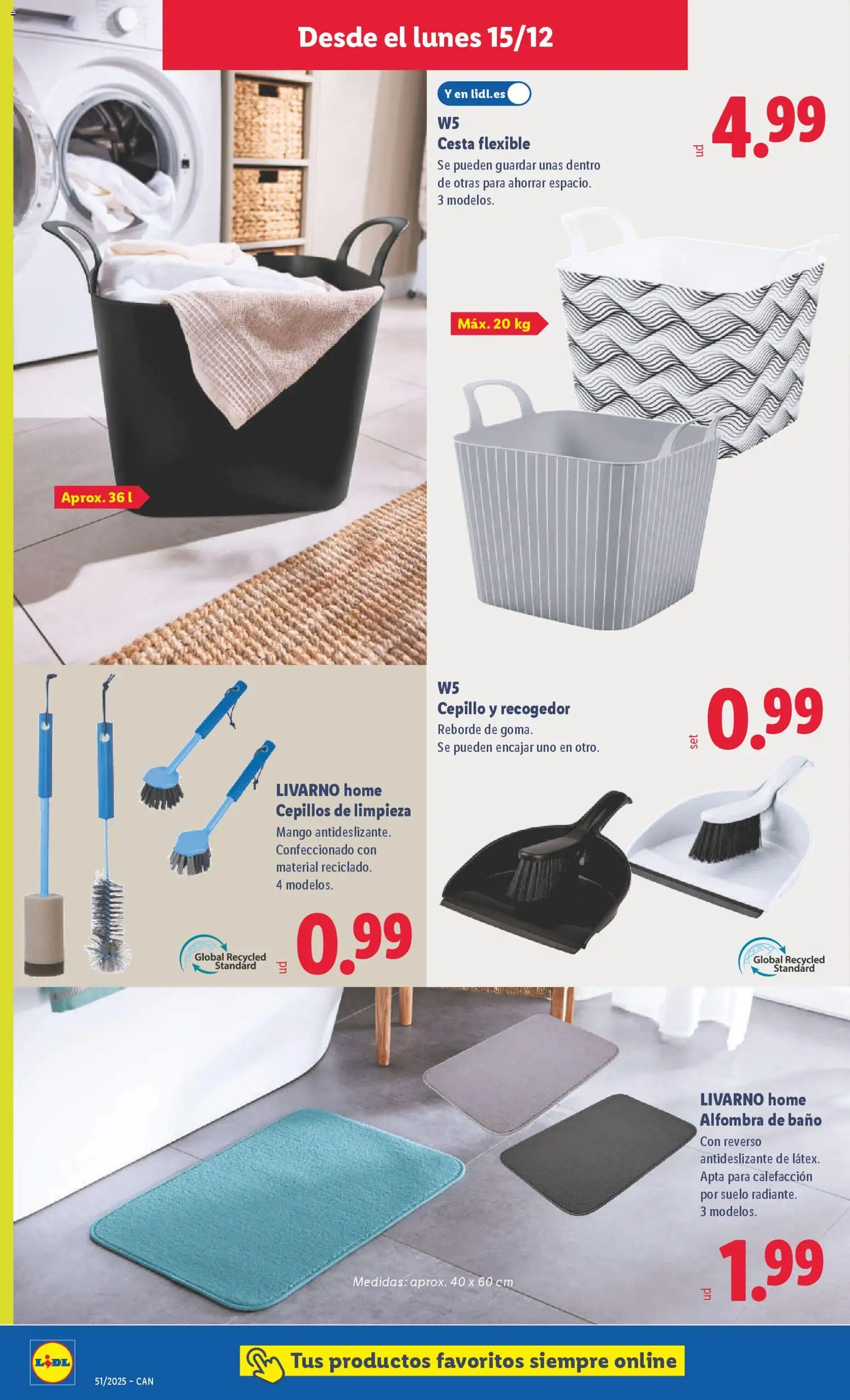 Lidl - Canarias │ válido desde el 15.12.2025 | Página: 14 | Productos: Cepillo, Ρούτερ, Cesta, Alfombra