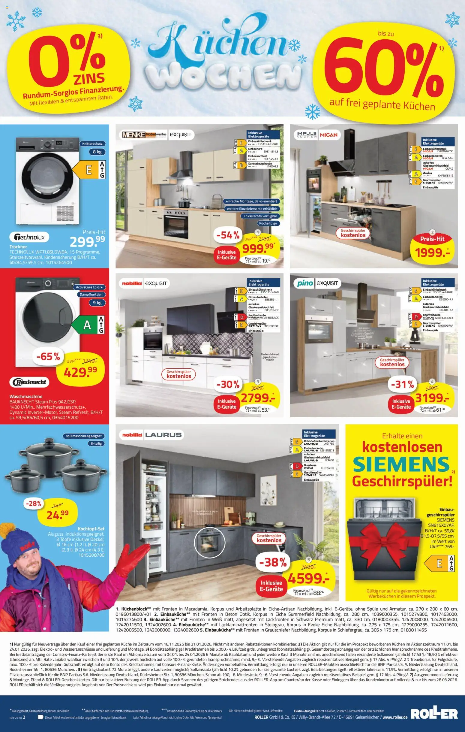 Roller Prospekt 	 – gültig ab 11.01.2026 | Seite: 2 | Produkte: Geschirrspüler, Küchenblock, Küche, Kuchen