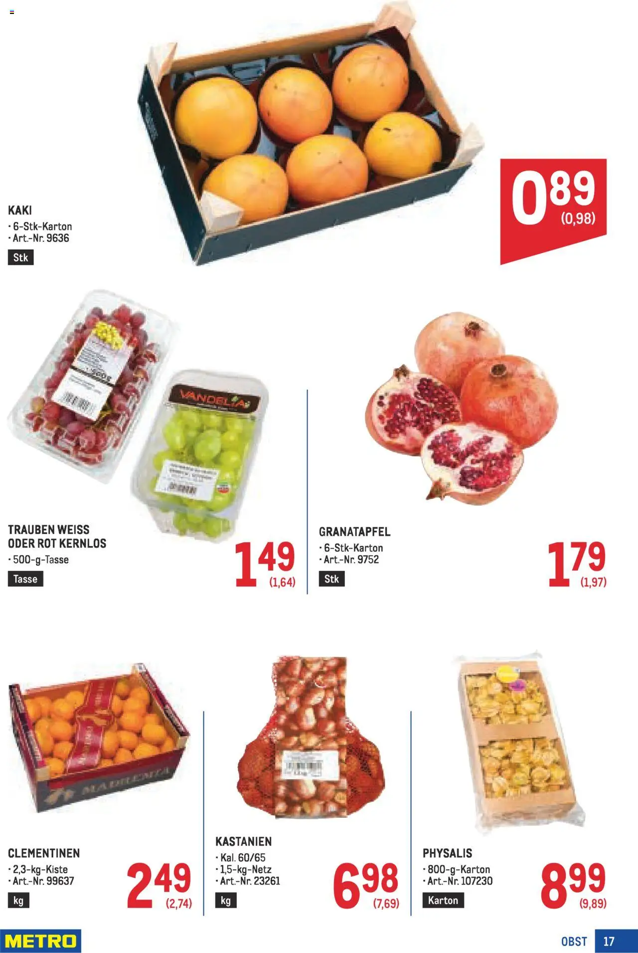 Metro angebote Profi gültig ab 16.10.2025 | Seite: 17 | Produkte: Obst, Kaki